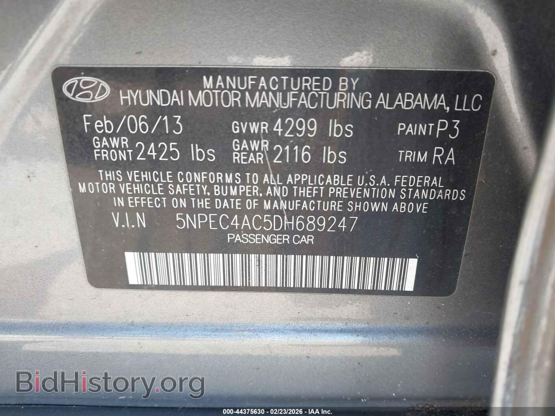 2013 HYUNDAI SONATA - VIN: 5NPEC4AC5DH689247 - Фото 9