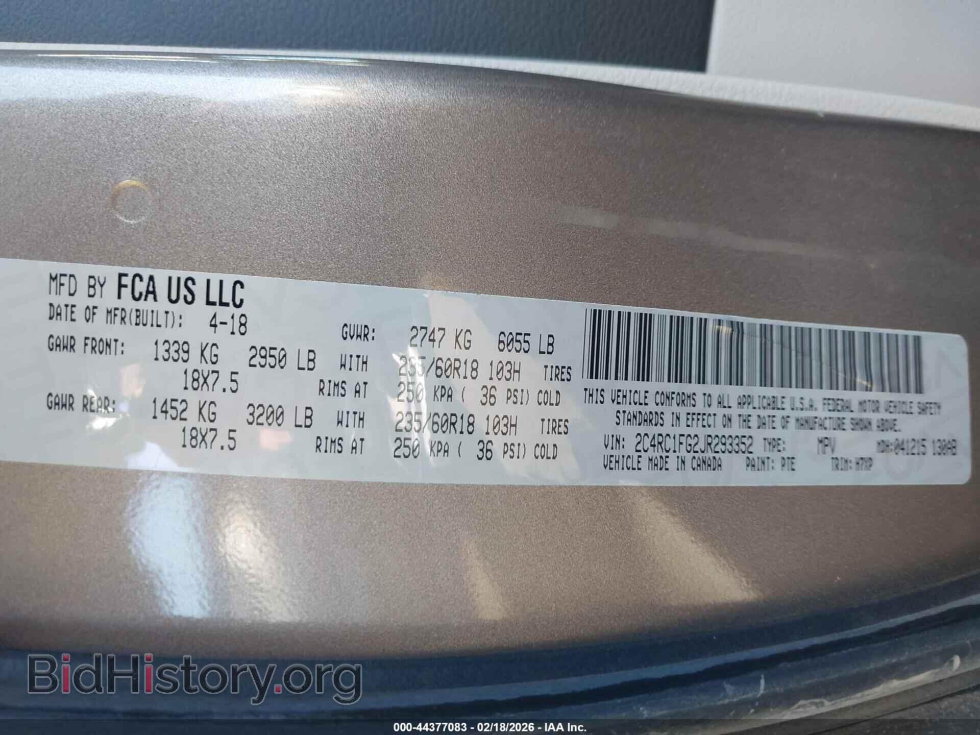 2018 CHRYSLER PACIFICA - VIN: 2C4RC1FG2JR293352 - Photo 9