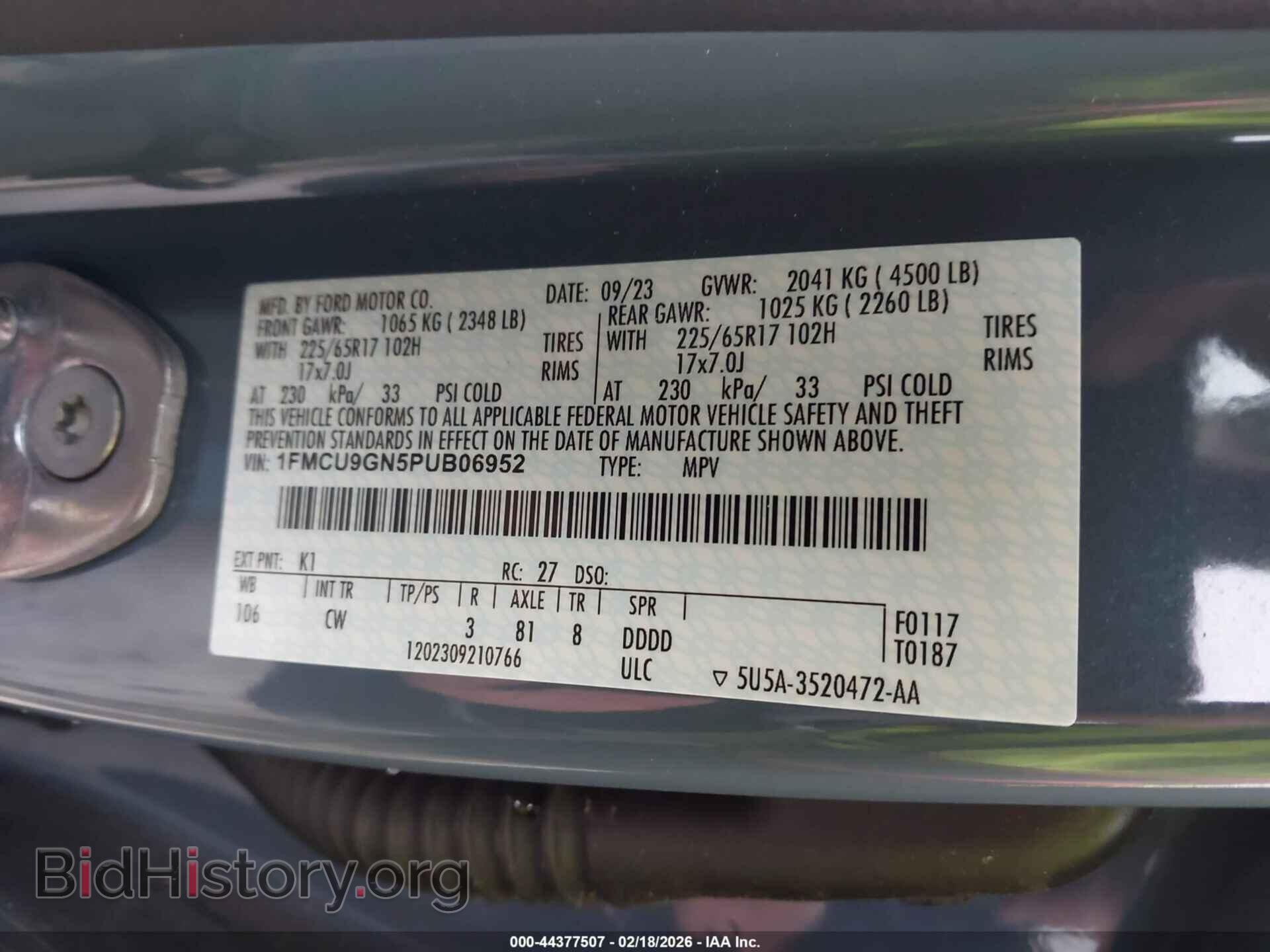 2023 FORD ESCAPE - VIN: 1FMCU9GN5PUB06952 - Фото 9