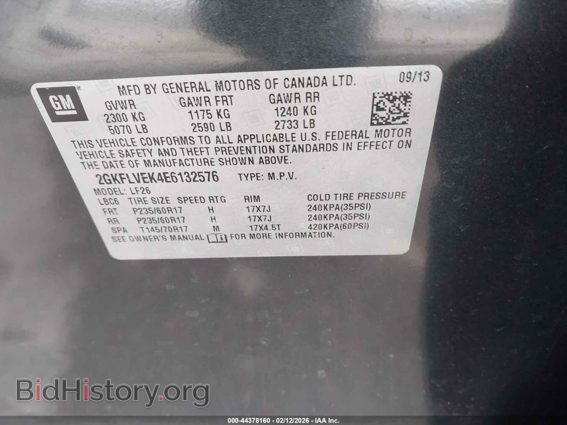 2014 GMC TERRAIN - VIN: 2GKFLVEK4E6132576 - Фото 9
