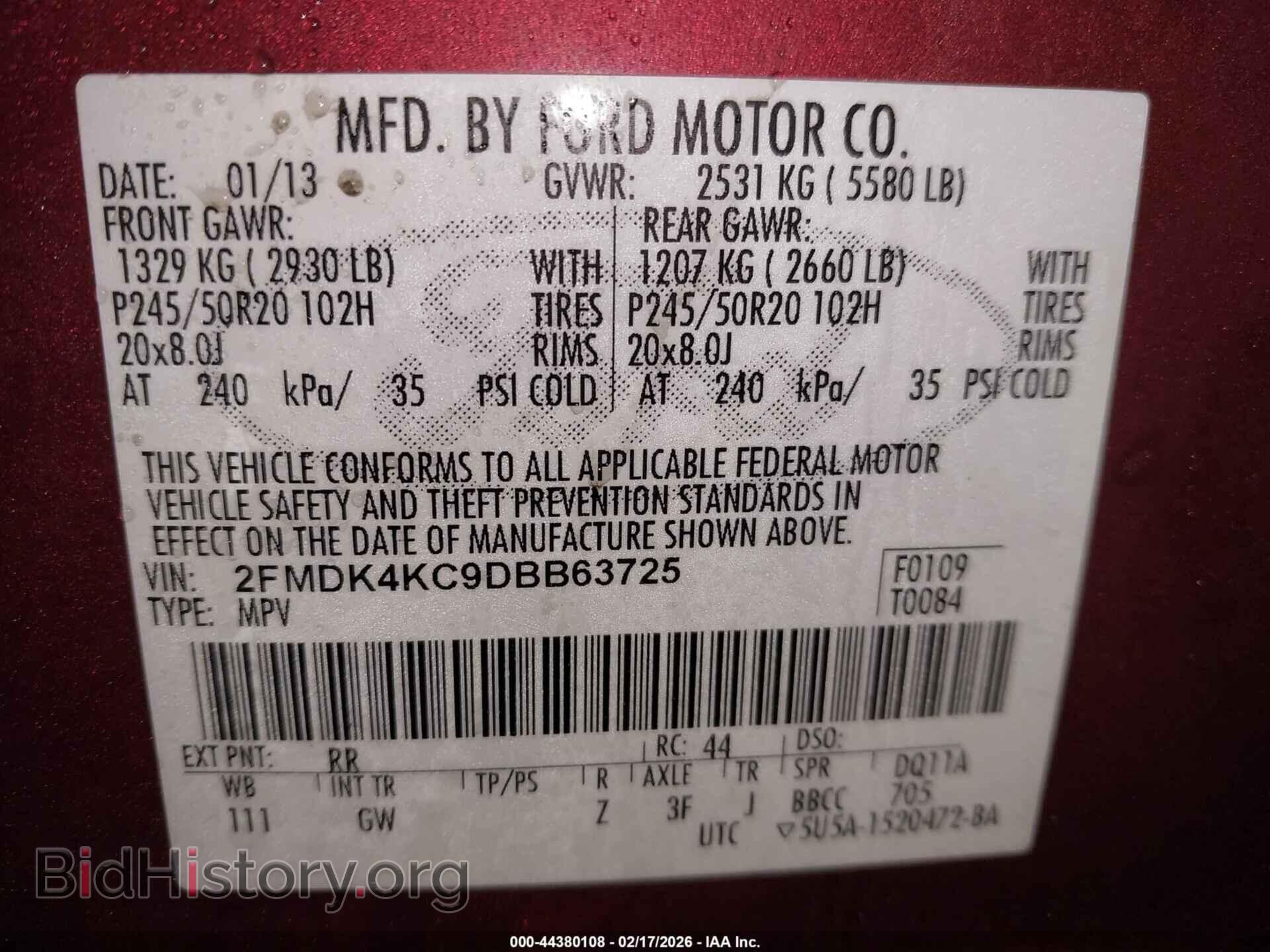 2013 FORD EDGE - VIN: 2FMDK4KC9DBB63725 - Фото 9