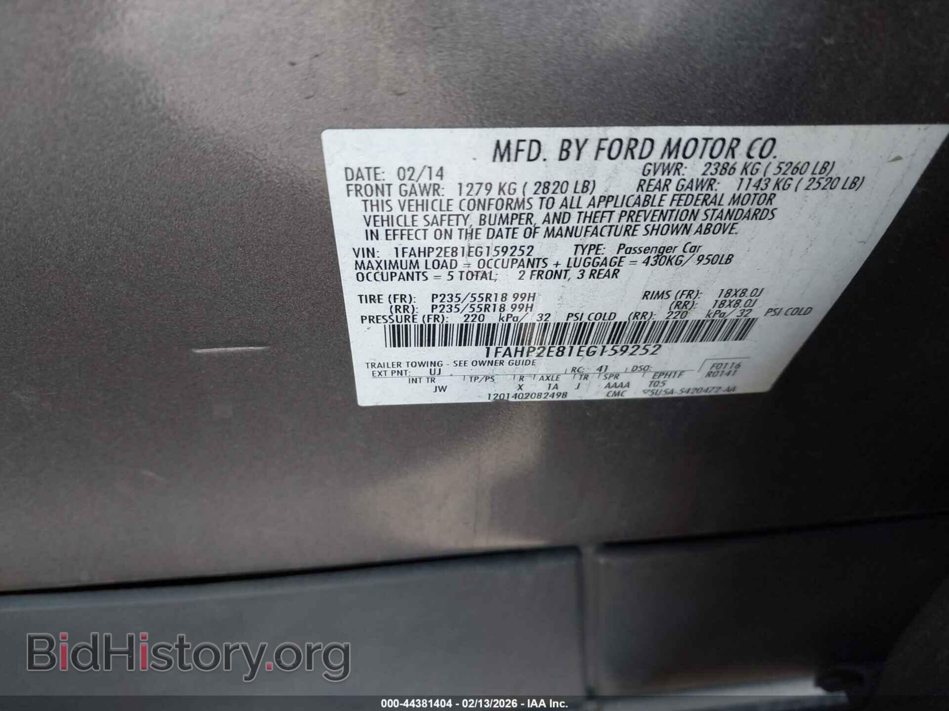 2014 FORD TAURUS - VIN: 1FAHP2E81EG159252 - Фото 9