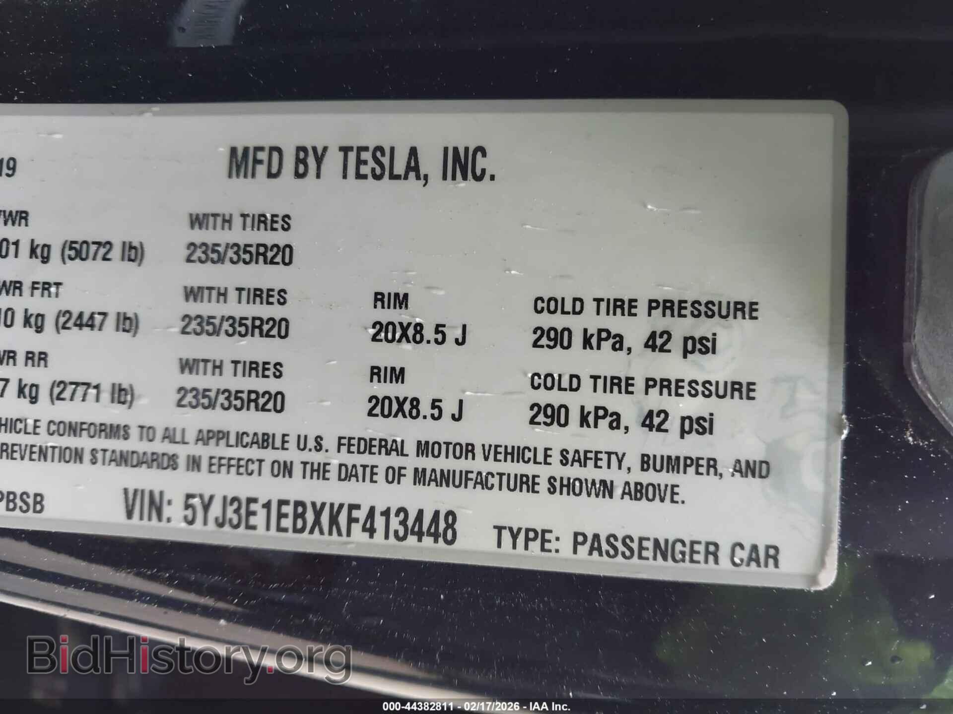 2019 TESLA MODEL 3 - VIN: 5YJ3E1EBXKF413448 - Photo 9