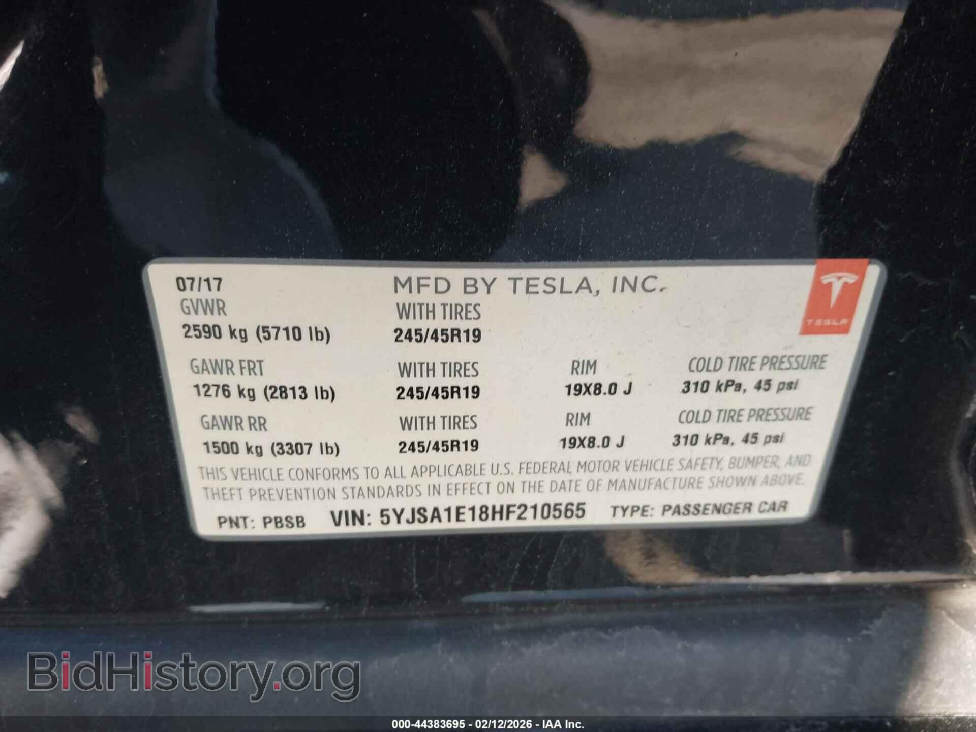 2017 TESLA MODEL S - VIN: 5YJSA1E18HF210565 - Фото 9