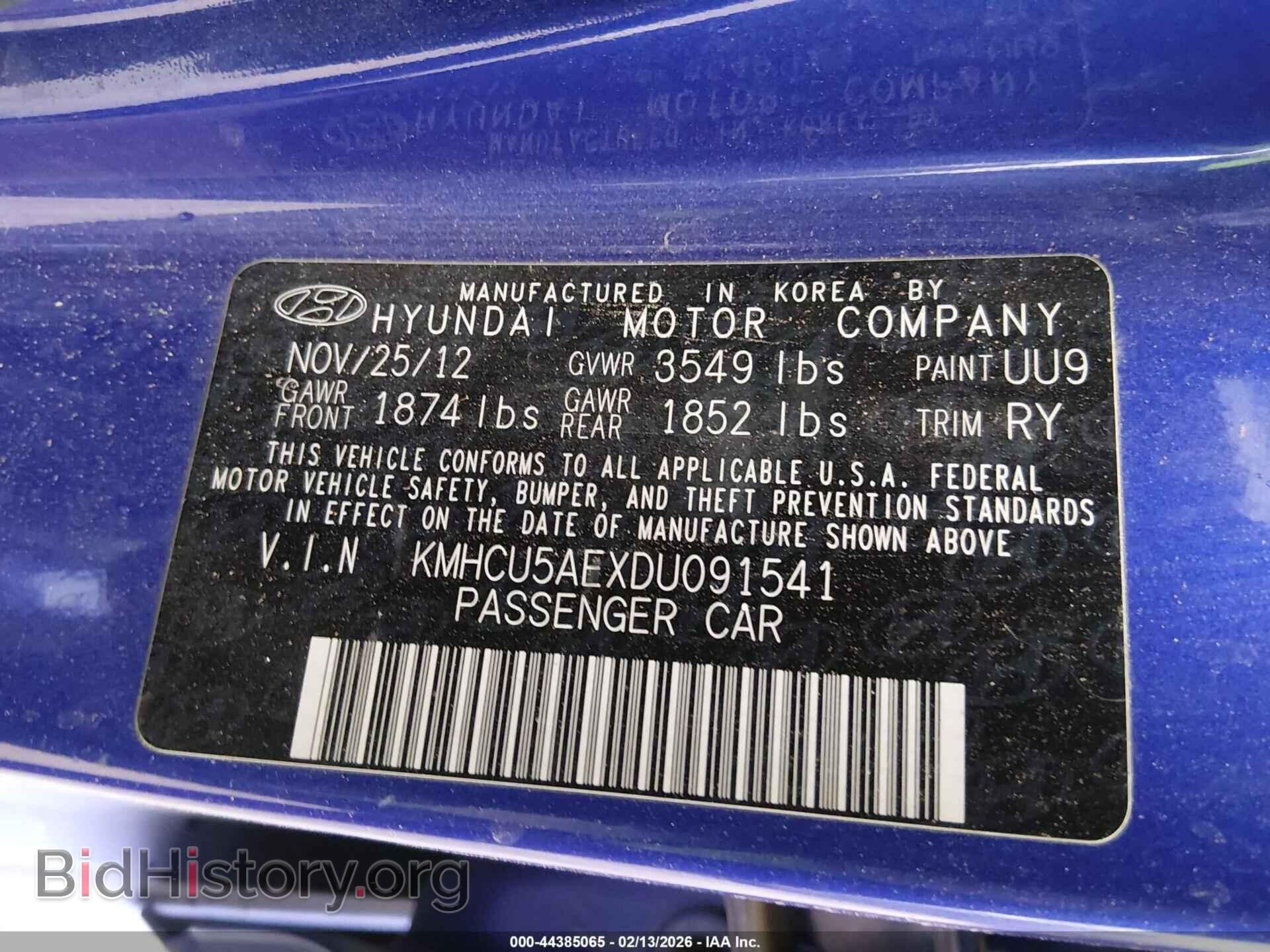 2013 HYUNDAI ACCENT - VIN: KMHCU5AEXDU091541 - Photo 9