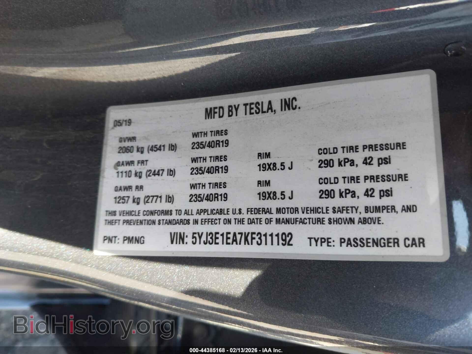 2019 TESLA MODEL 3 - VIN: 5YJ3E1EA7KF311192 - Фото 9