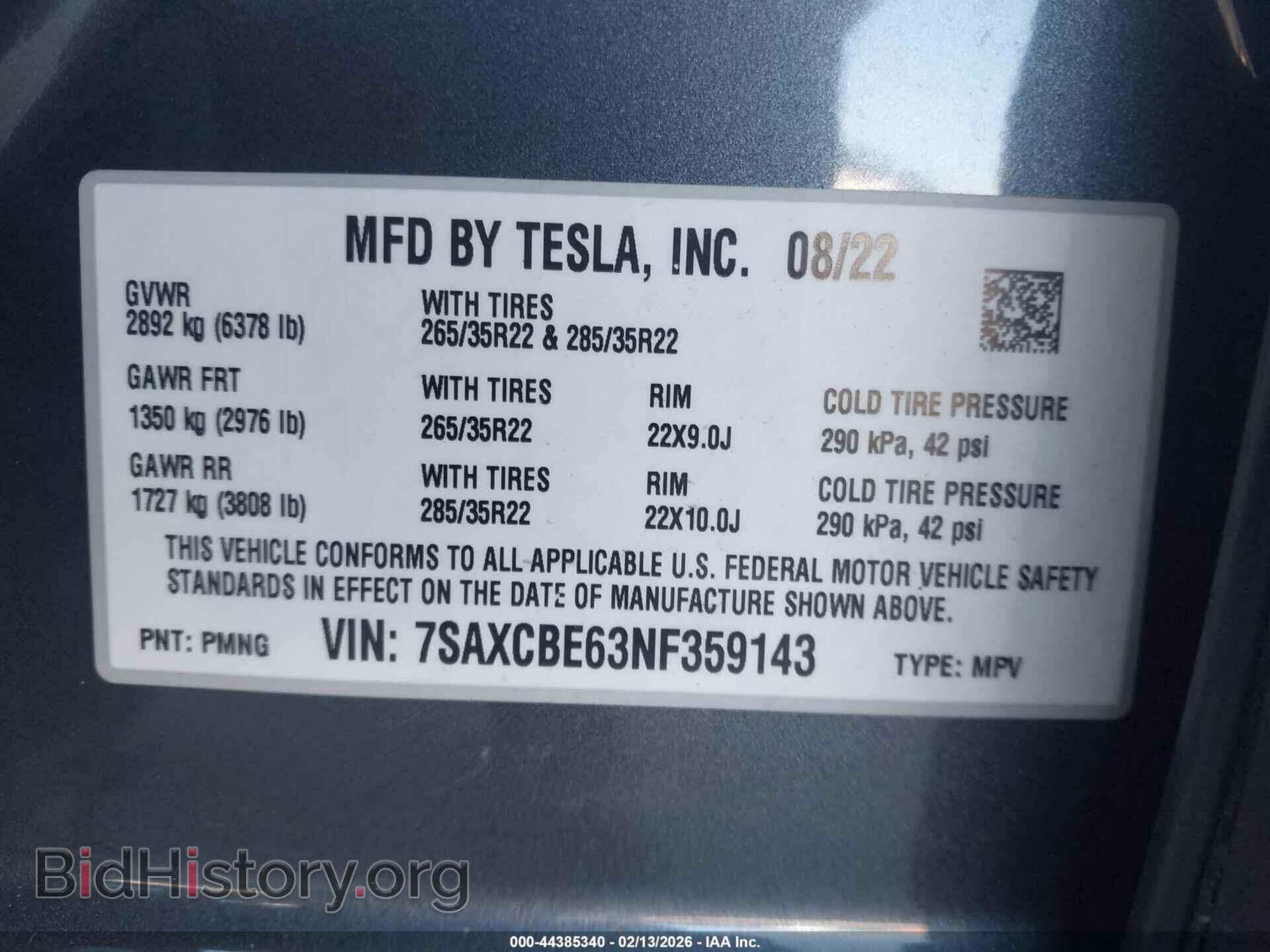 2022 TESLA MODEL X - VIN: 7SAXCBE63NF359143 - Фото 9