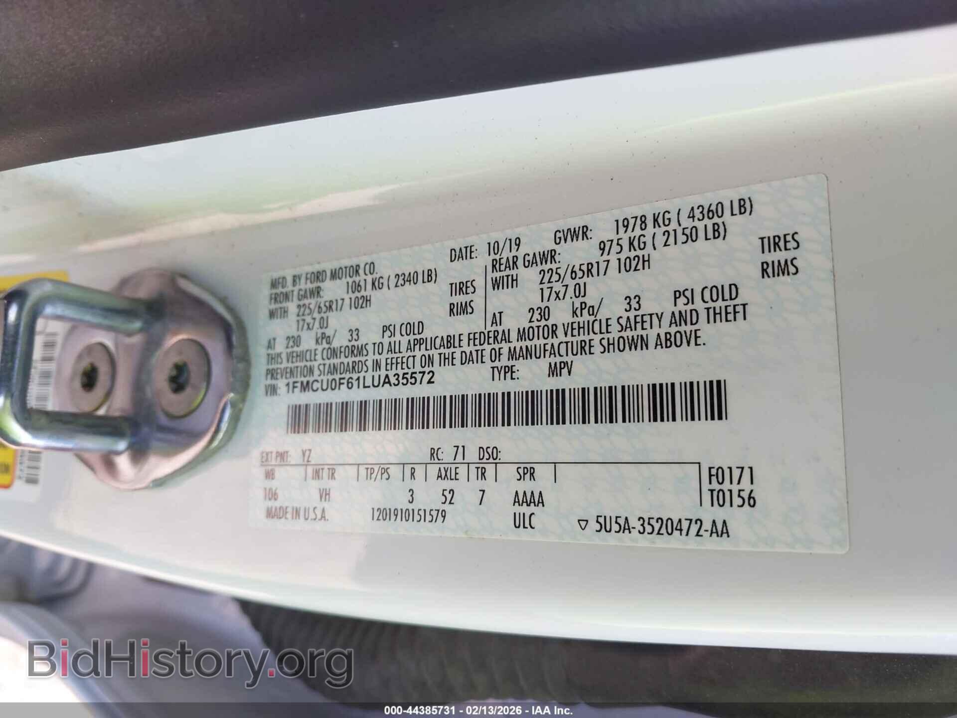 2020 FORD ESCAPE - VIN: 1FMCU0F61LUA35572 - Photo 9