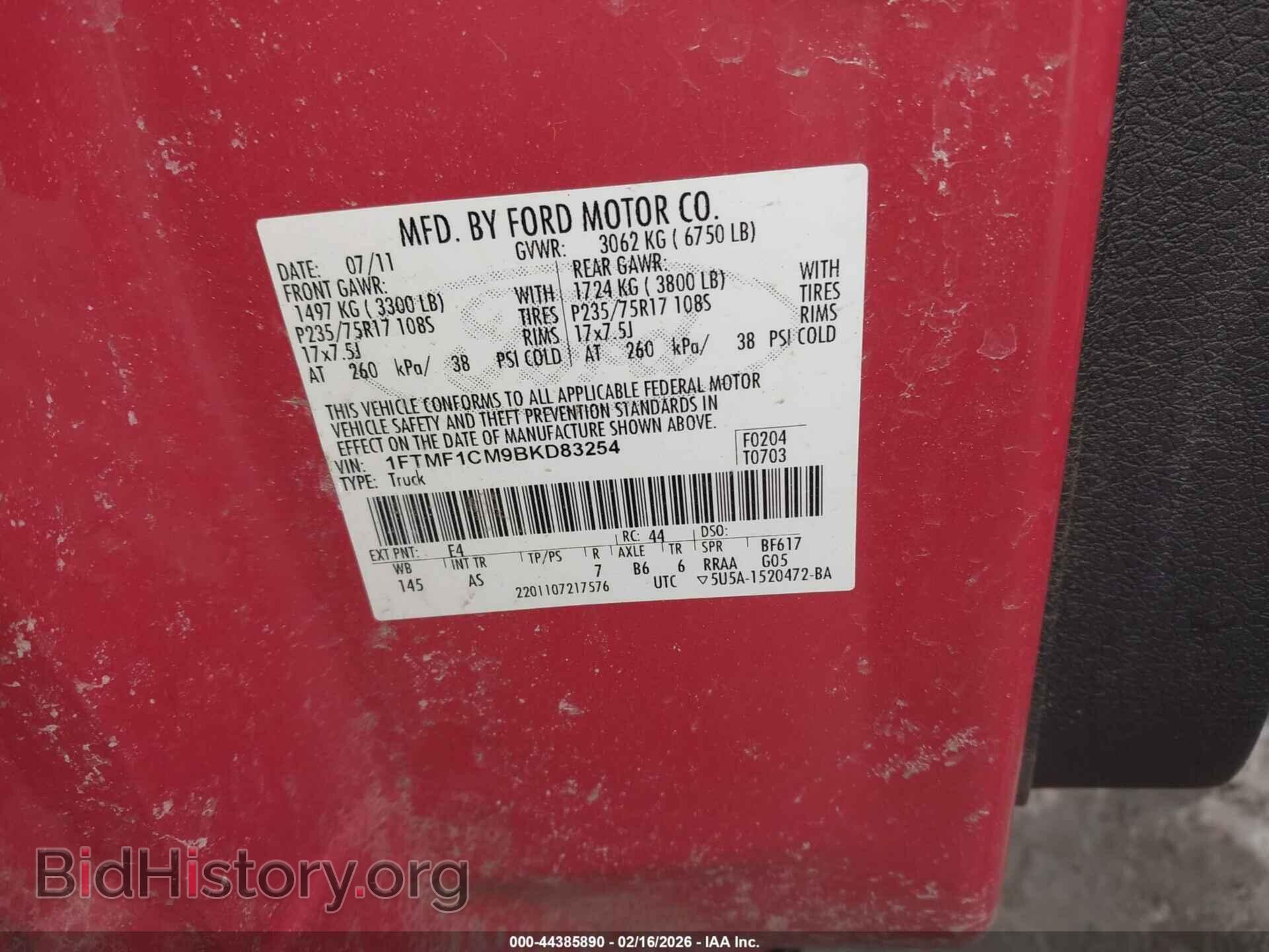2011 FORD F-150 - VIN: 1FTMF1CM9BKD83254 - Фото 9