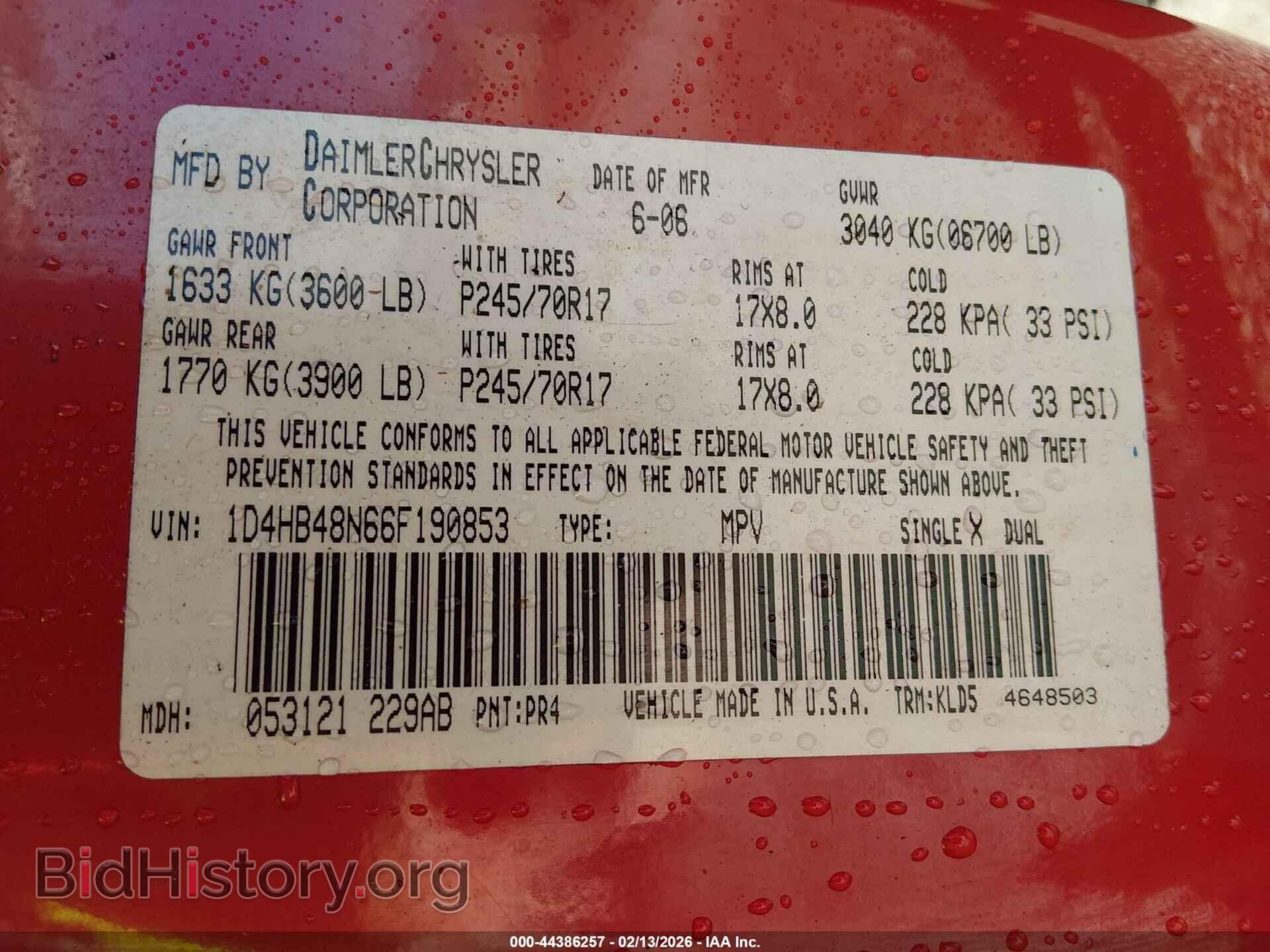 2006 DODGE DURANGO - VIN: 1D4HB48N66F190853 - Фото 9
