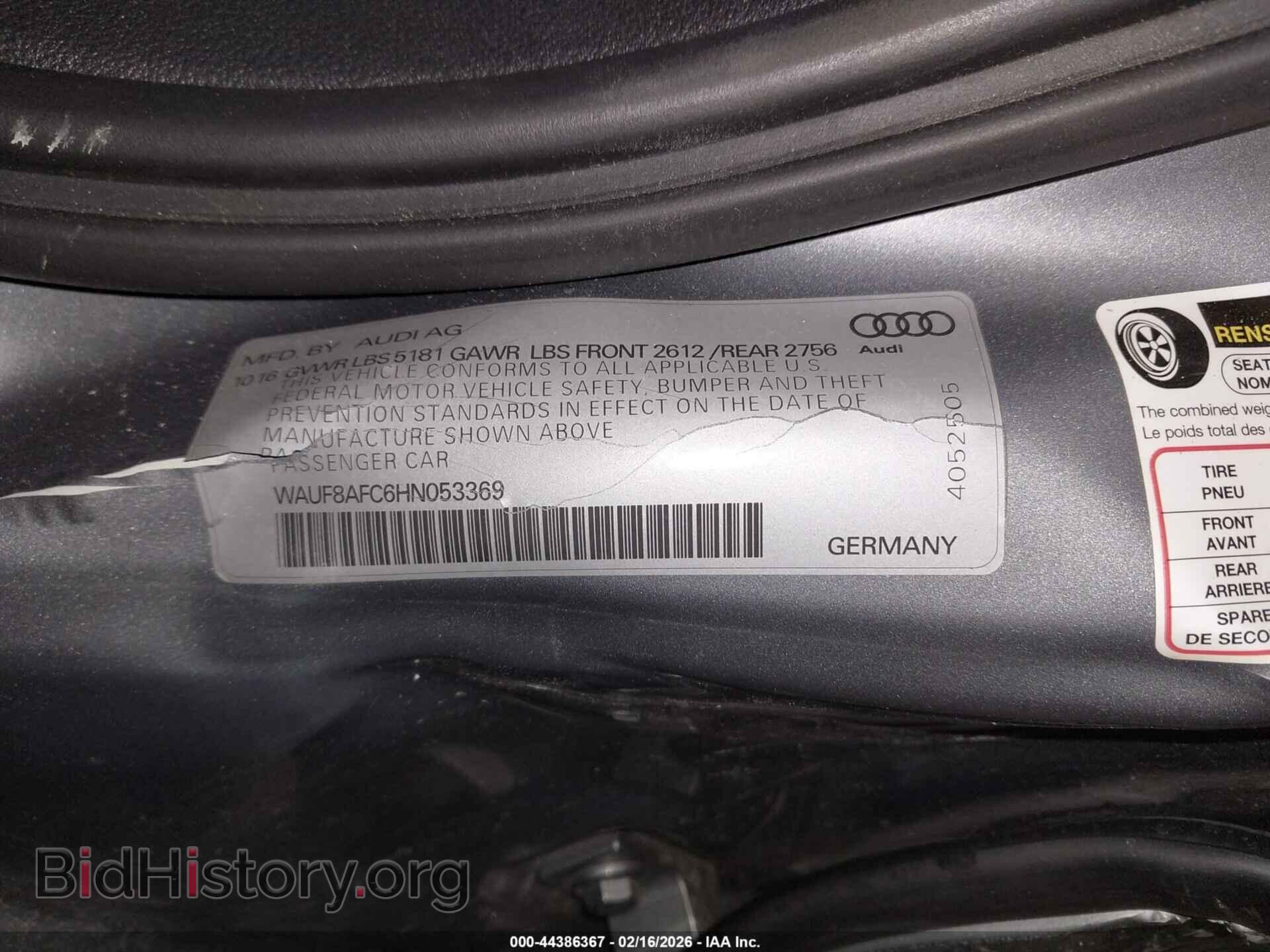 2017 AUDI A6 - VIN: WAUF8AFC6HN053369 - Фото 9