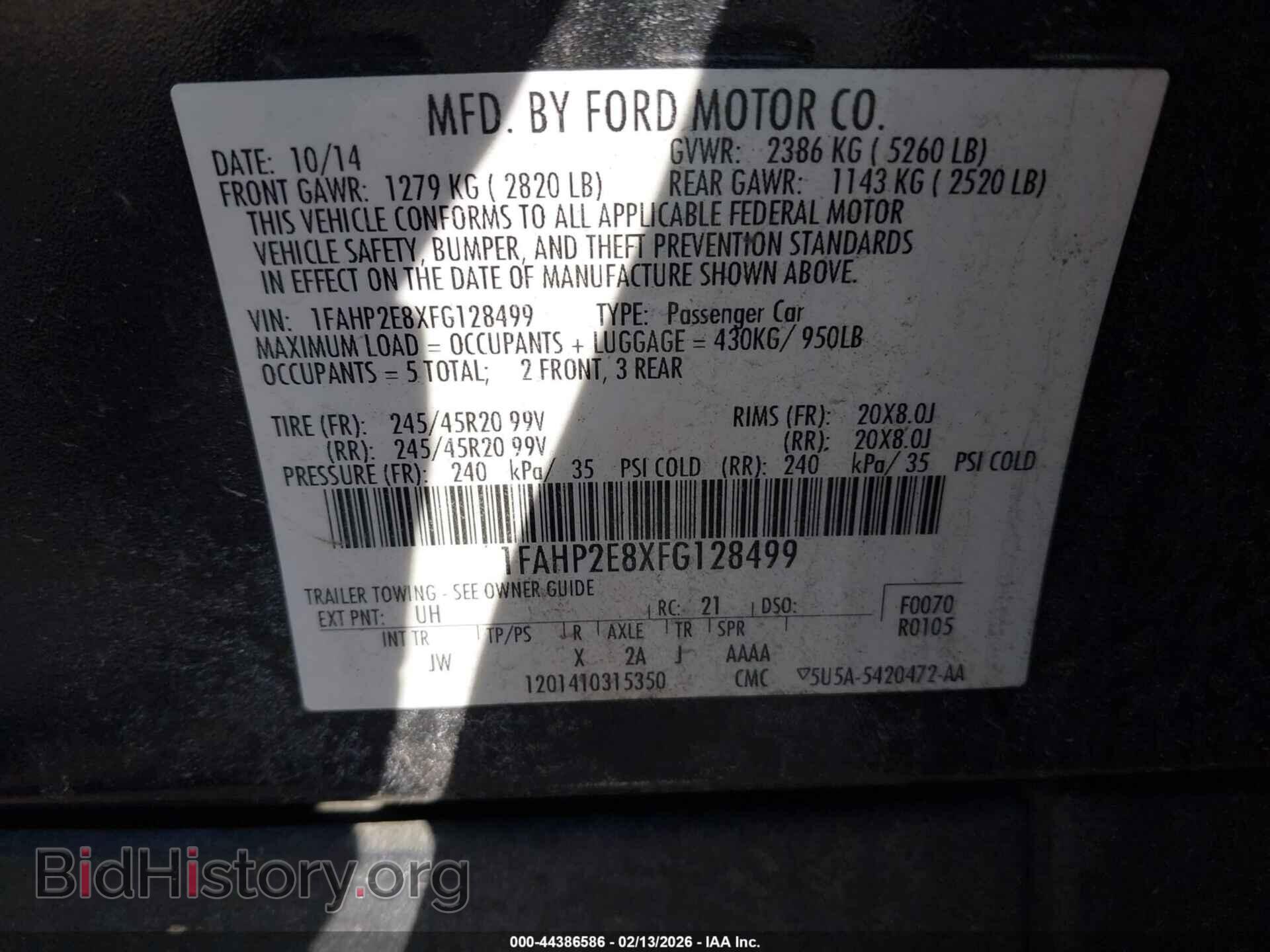 2015 FORD TAURUS - VIN: 1FAHP2E8XFG128499 - Фото 9