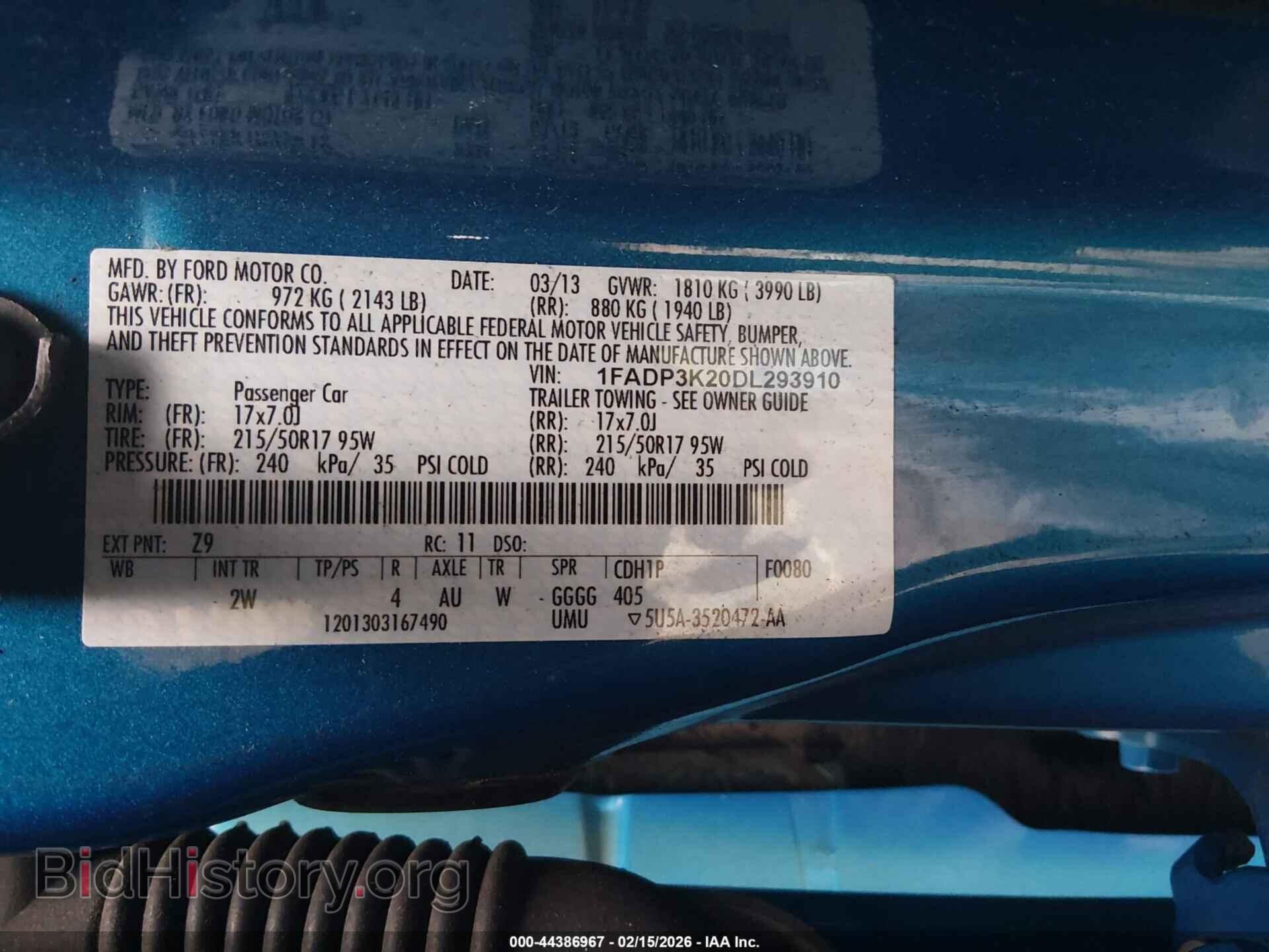 2013 FORD FOCUS - VIN: 1FADP3K20DL293910 - Фото 9