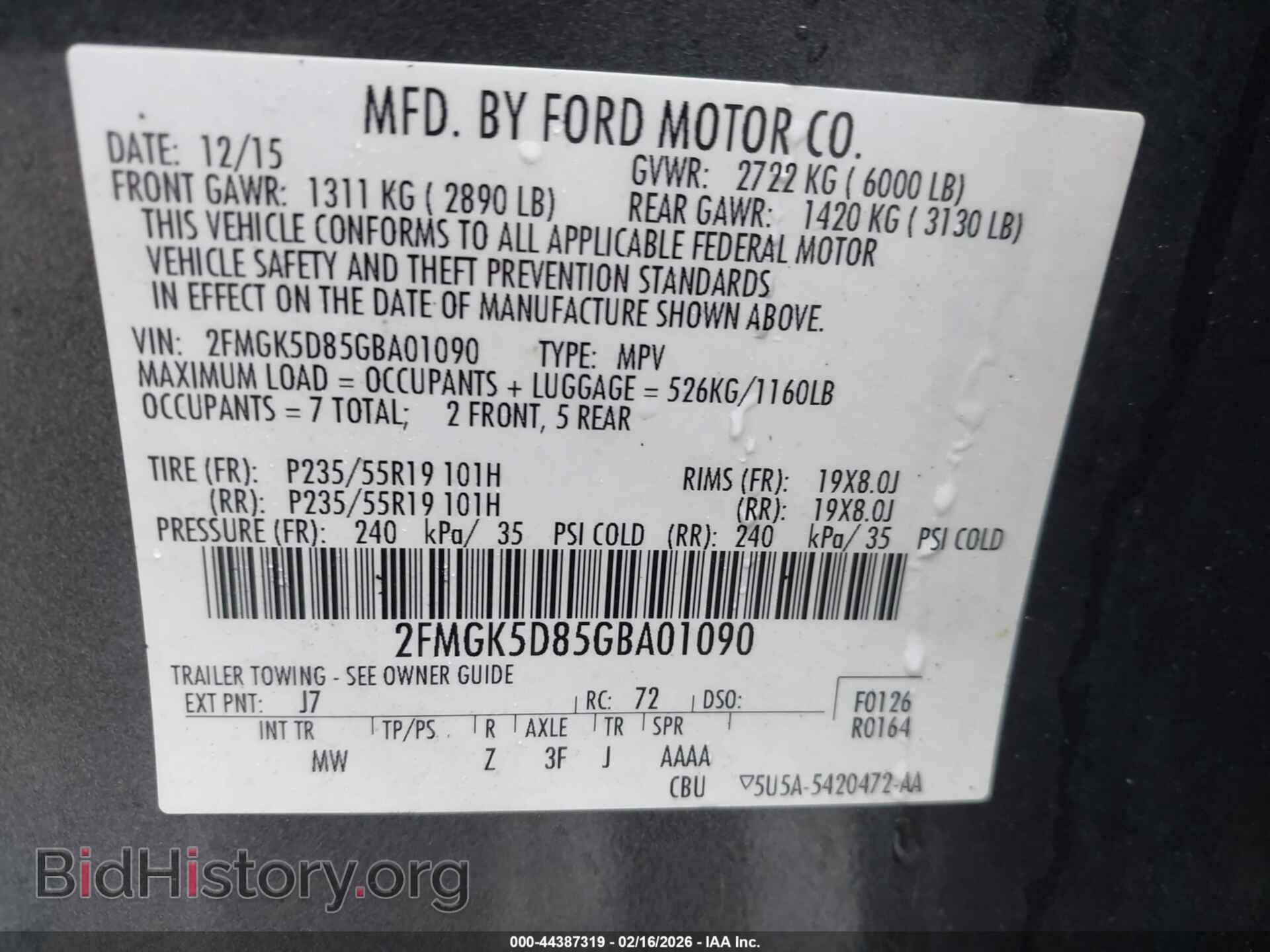 2016 FORD FLEX - VIN: 2FMGK5D85GBA01090 - Photo 9