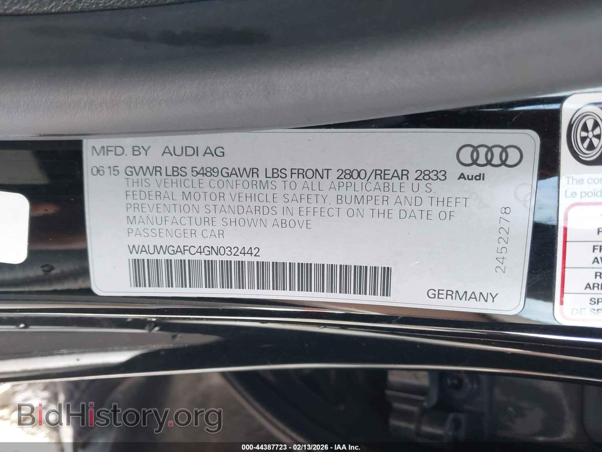 2016 AUDI A7 - VIN: WAUWGAFC4GN032442 - Фото 9