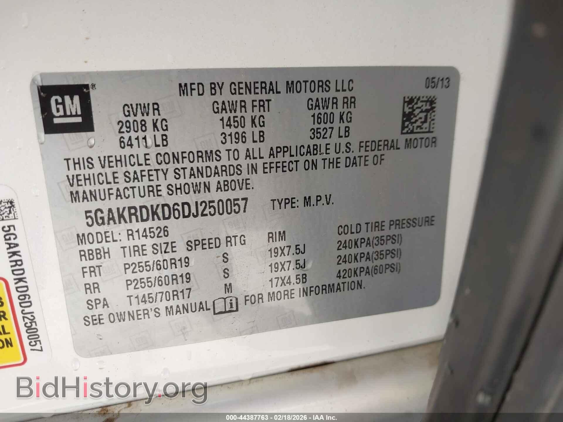 2013 BUICK ENCLAVE - VIN: 5GAKRDKD6DJ250057 - Фото 9