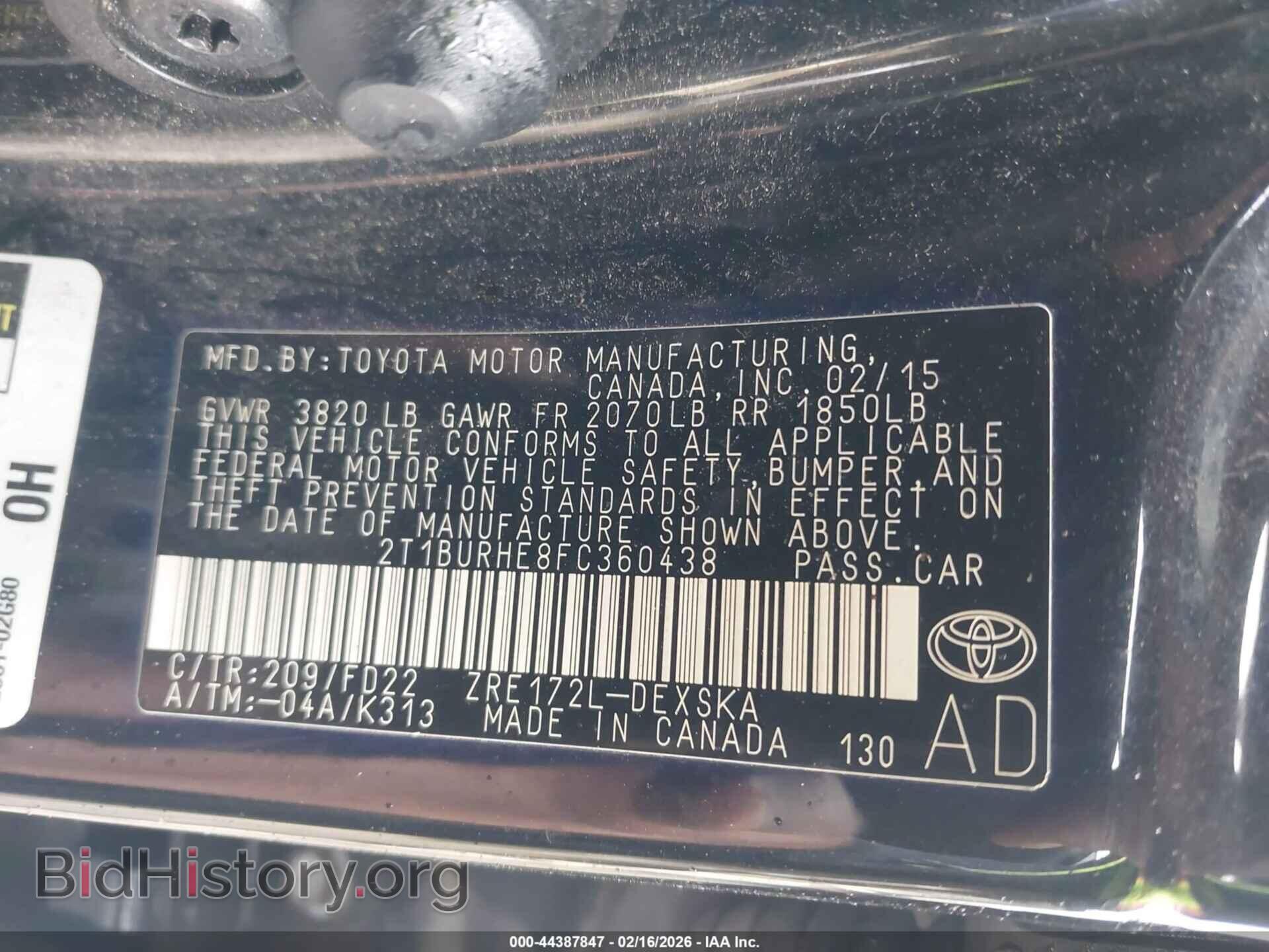 2015 TOYOTA COROLLA - VIN: 2T1BURHE8FC360438 - Фото 9