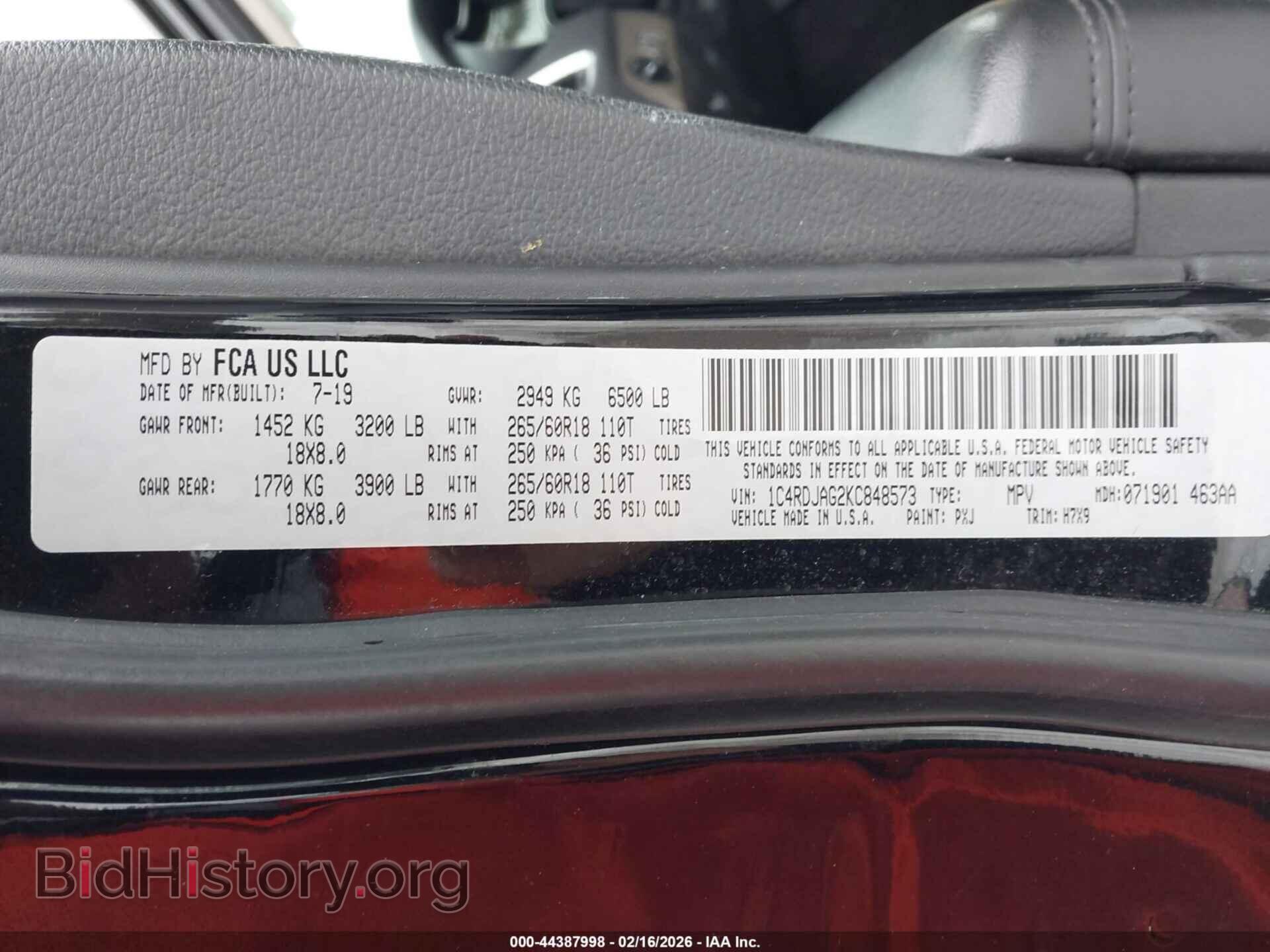 2019 DODGE DURANGO - VIN: 1C4RDJAG2KC848573 - Photo 9