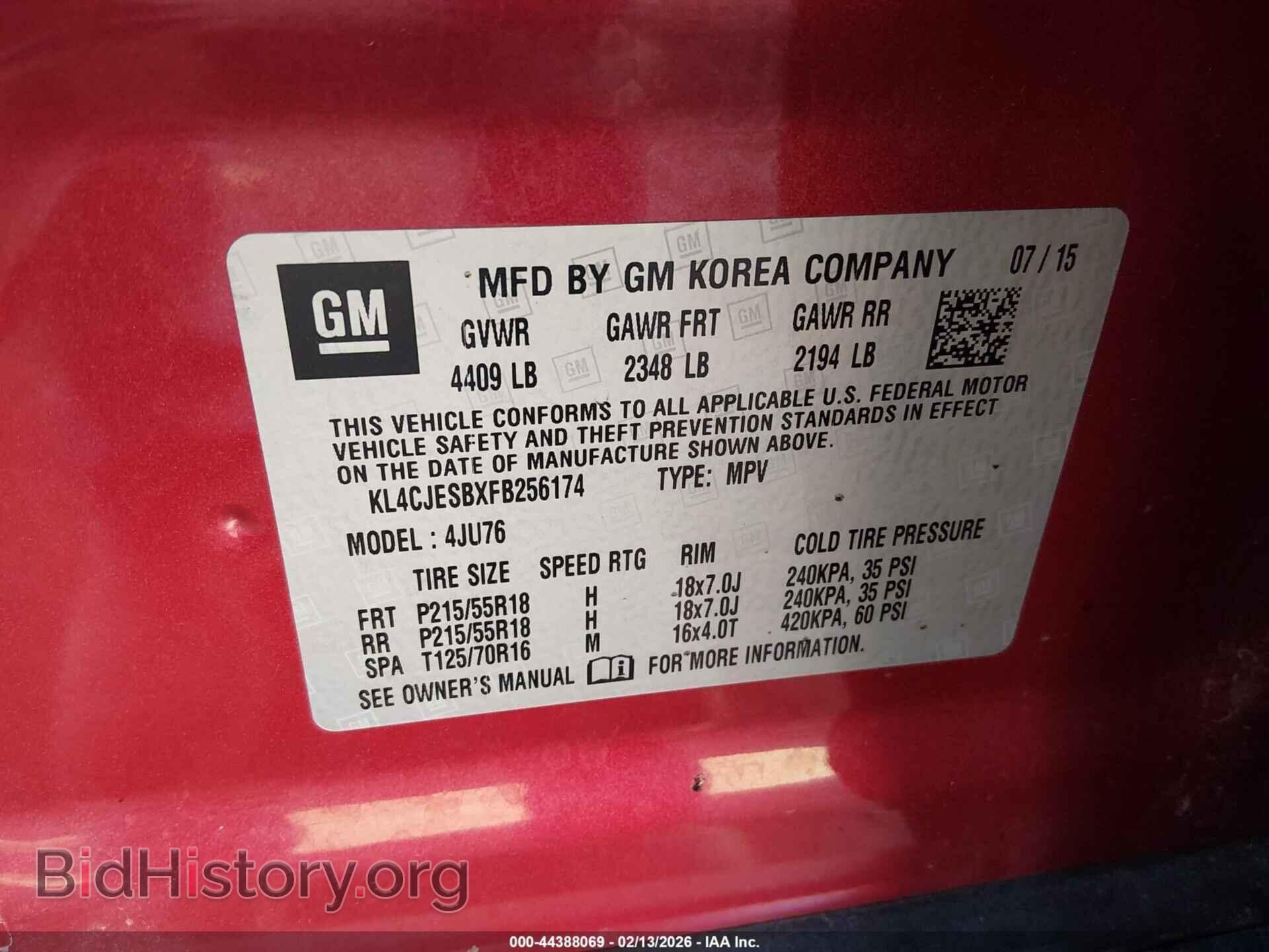 2015 BUICK ENCORE - VIN: KL4CJESBXFB256174 - Photo 9