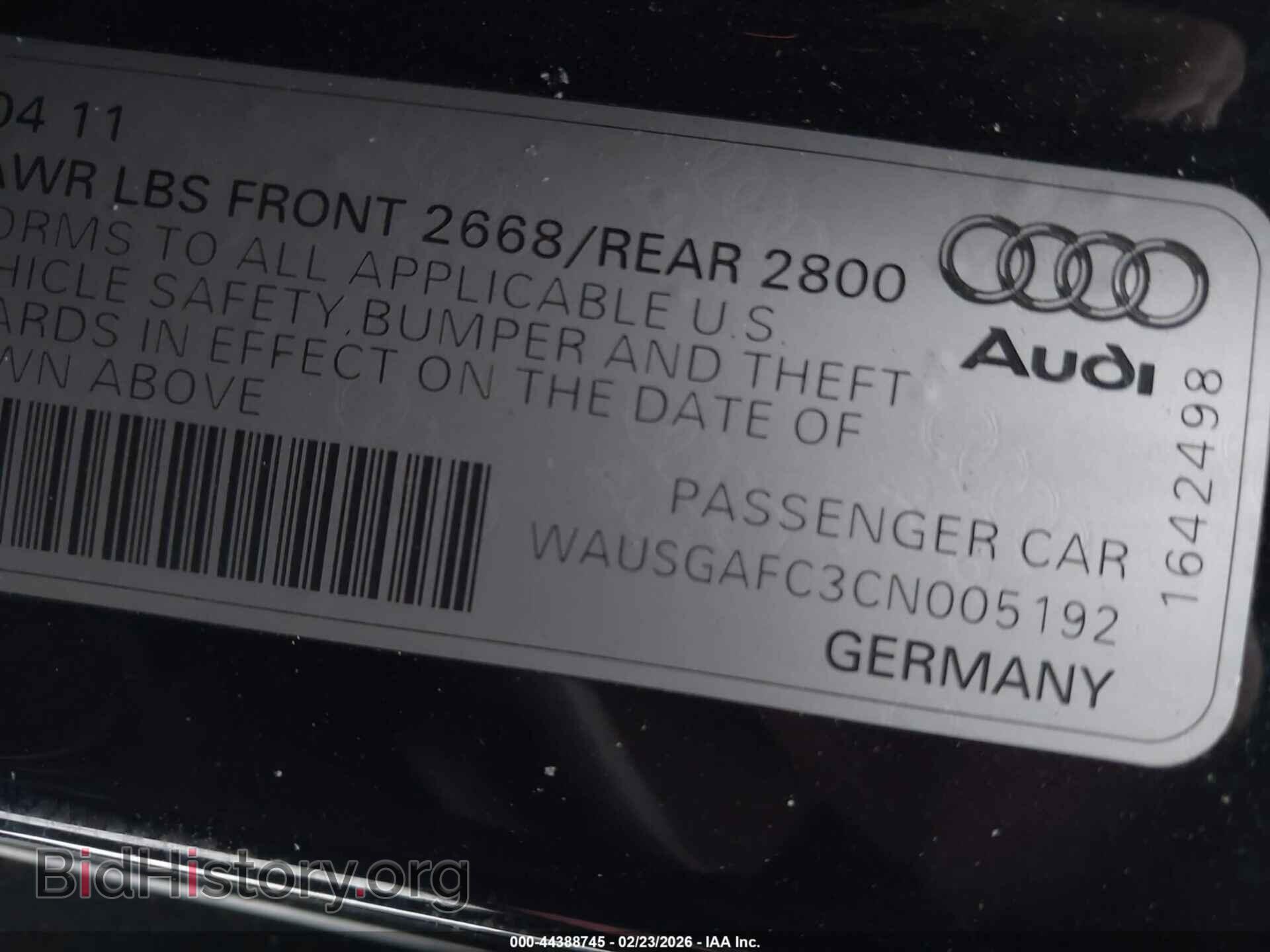 2012 AUDI A7 - VIN: WAUSGAFC3CN005192 - Фото 9