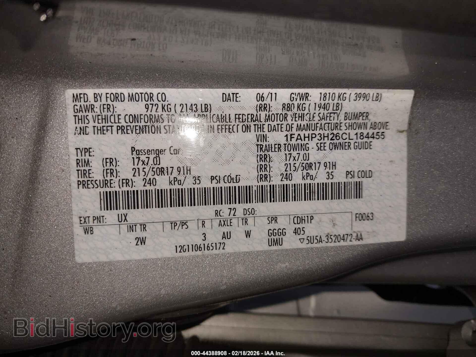 2012 FORD FOCUS - VIN: 1FAHP3H26CL184455 - Фото 9