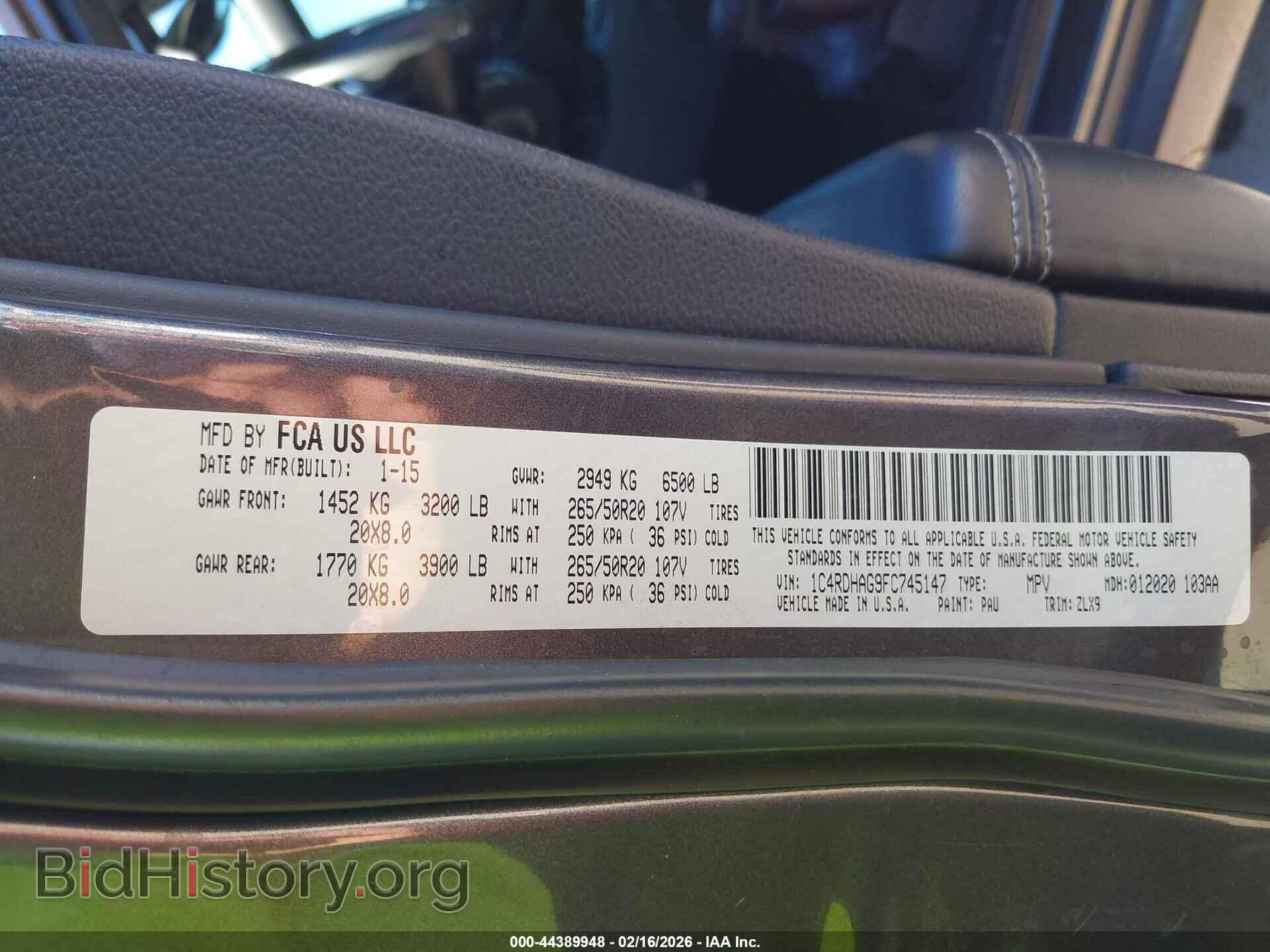 2015 DODGE DURANGO - VIN: 1C4RDHAG9FC745147 - Photo 9