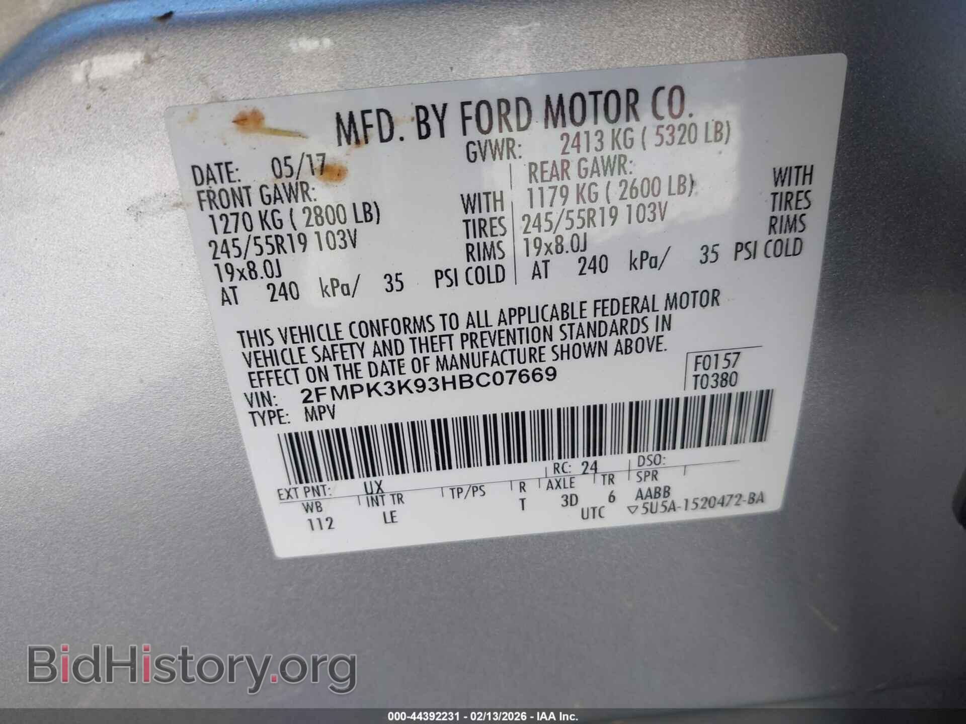 2017 FORD EDGE - VIN: 2FMPK3K93HBC07669 - Photo 9