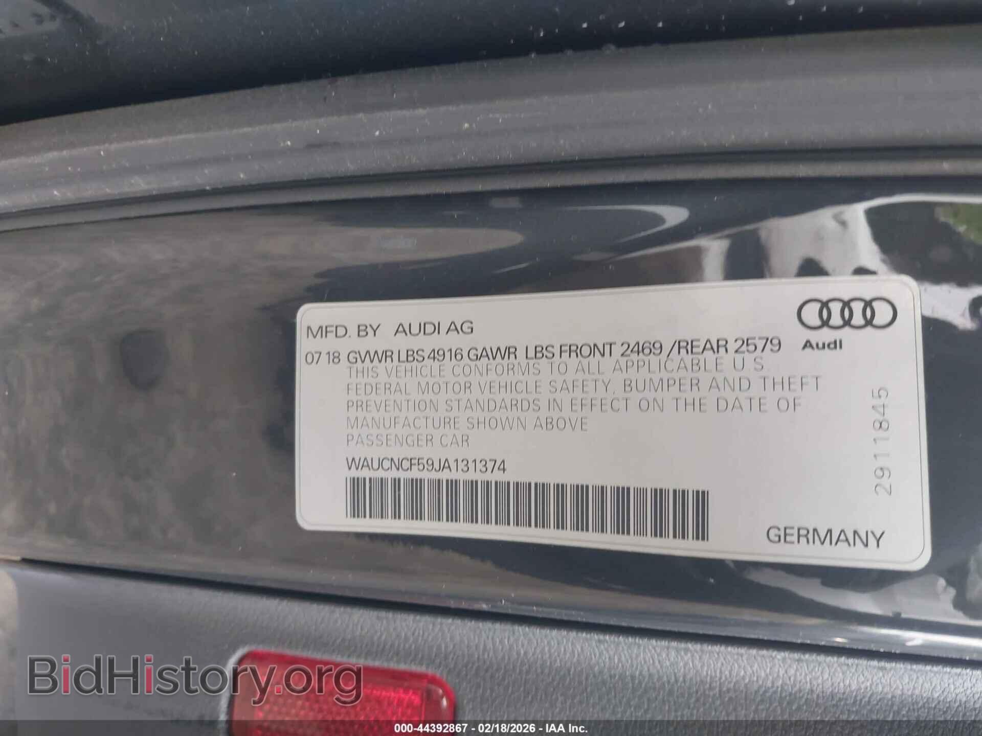 2018 AUDI A5 - VIN: WAUCNCF59JA131374 - Фото 9