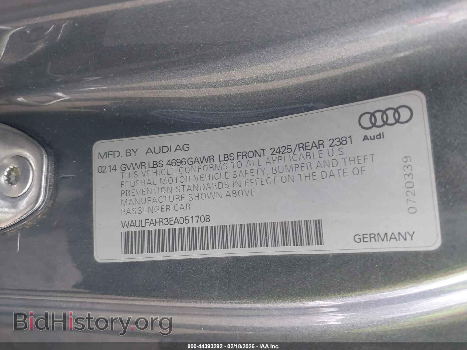 2014 AUDI A5 - VIN: WAULFAFR3EA051708 - Фото 9