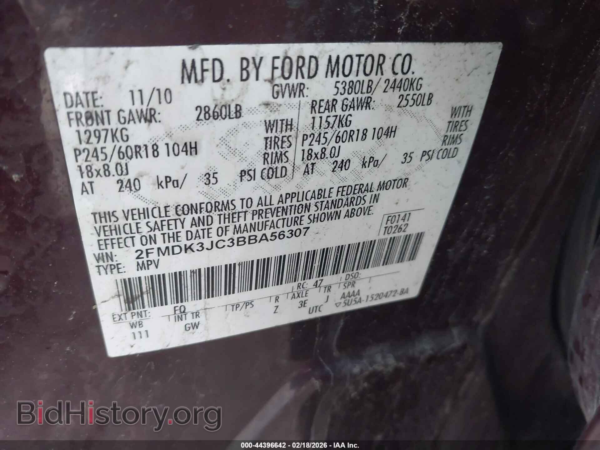 2011 FORD EDGE - VIN: 2FMDK3JC3BBA56307 - Photo 9