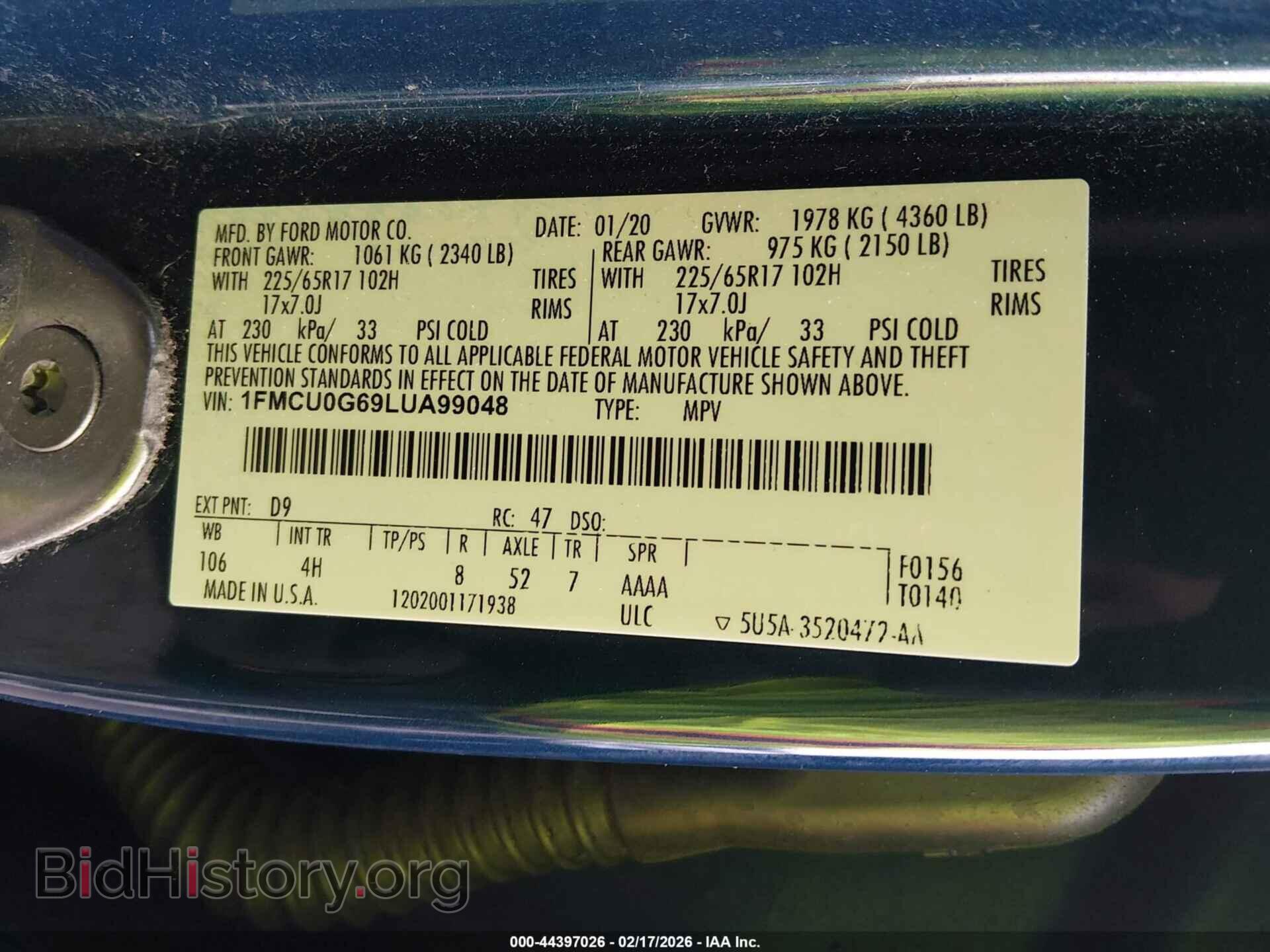 2020 FORD ESCAPE - VIN: 1FMCU0G69LUA99048 - Photo 9