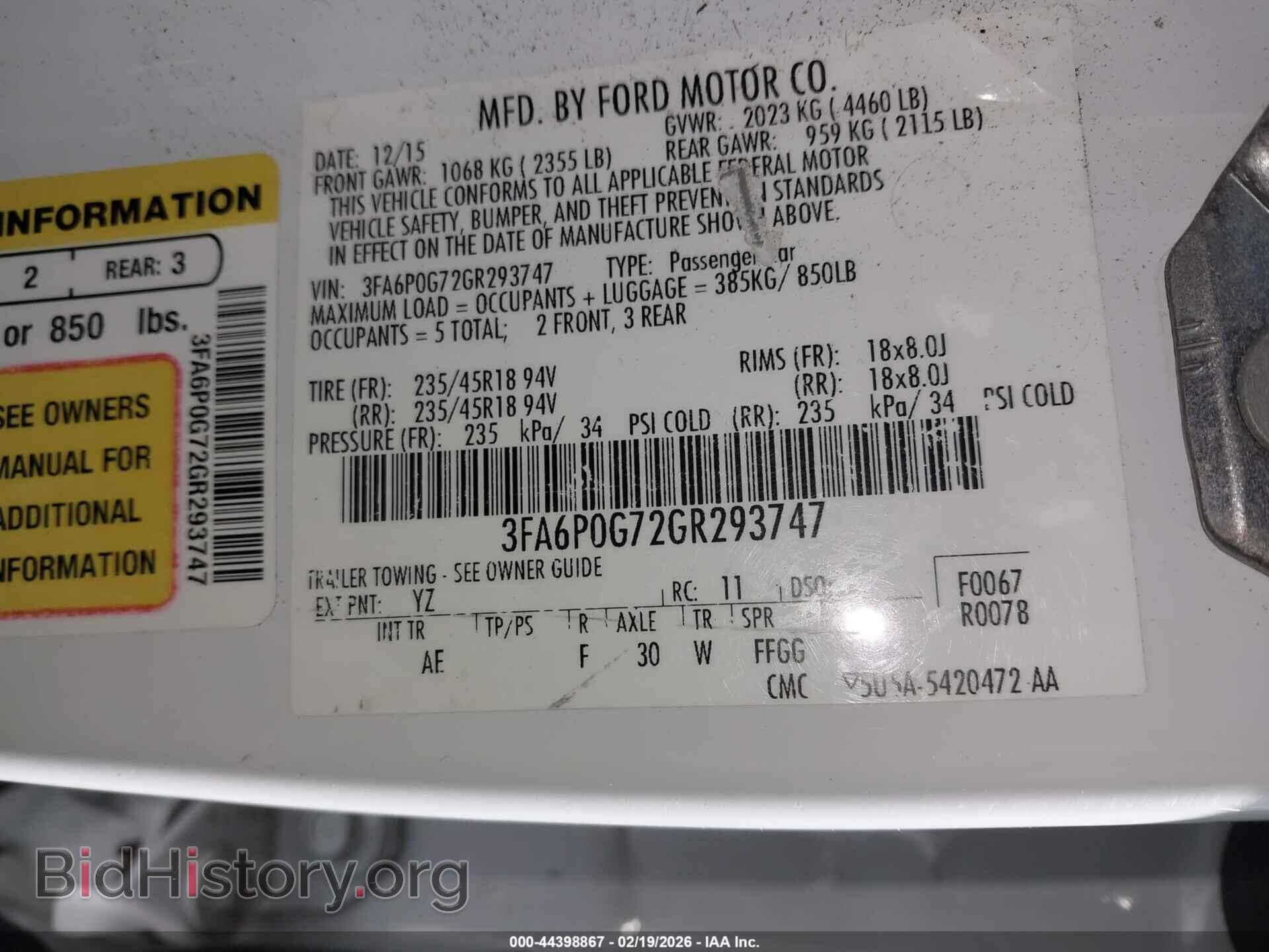 2016 FORD FUSION - VIN: 3FA6P0G72GR293747 - Фото 9
