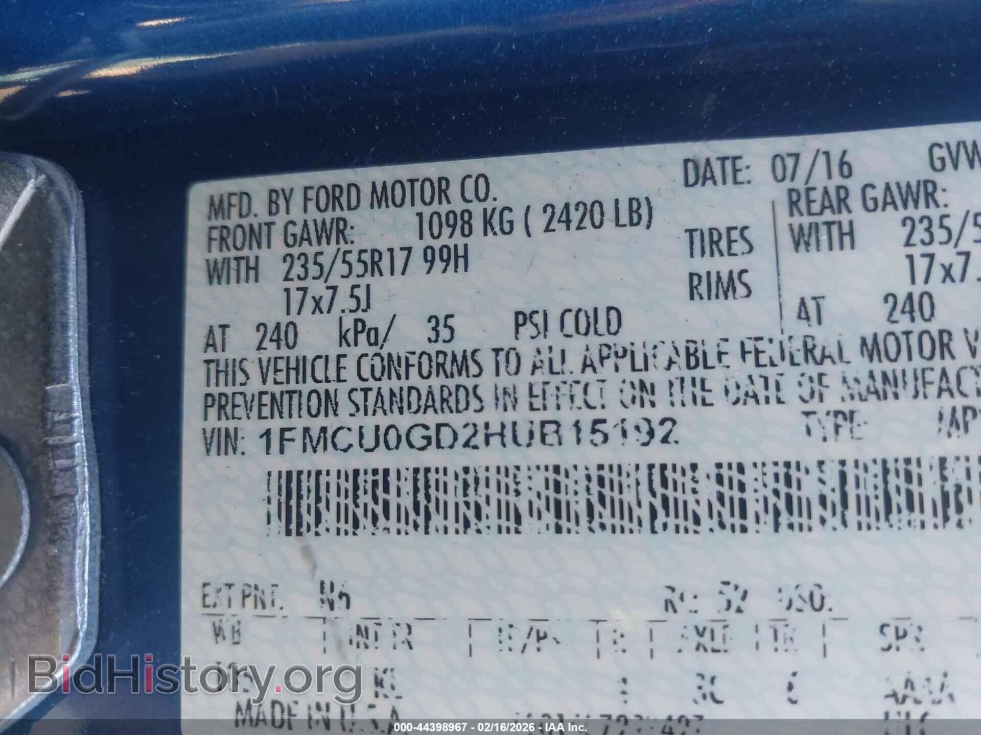 2017 FORD ESCAPE - VIN: 1FMCU0GD2HUB15192 - Фото 9