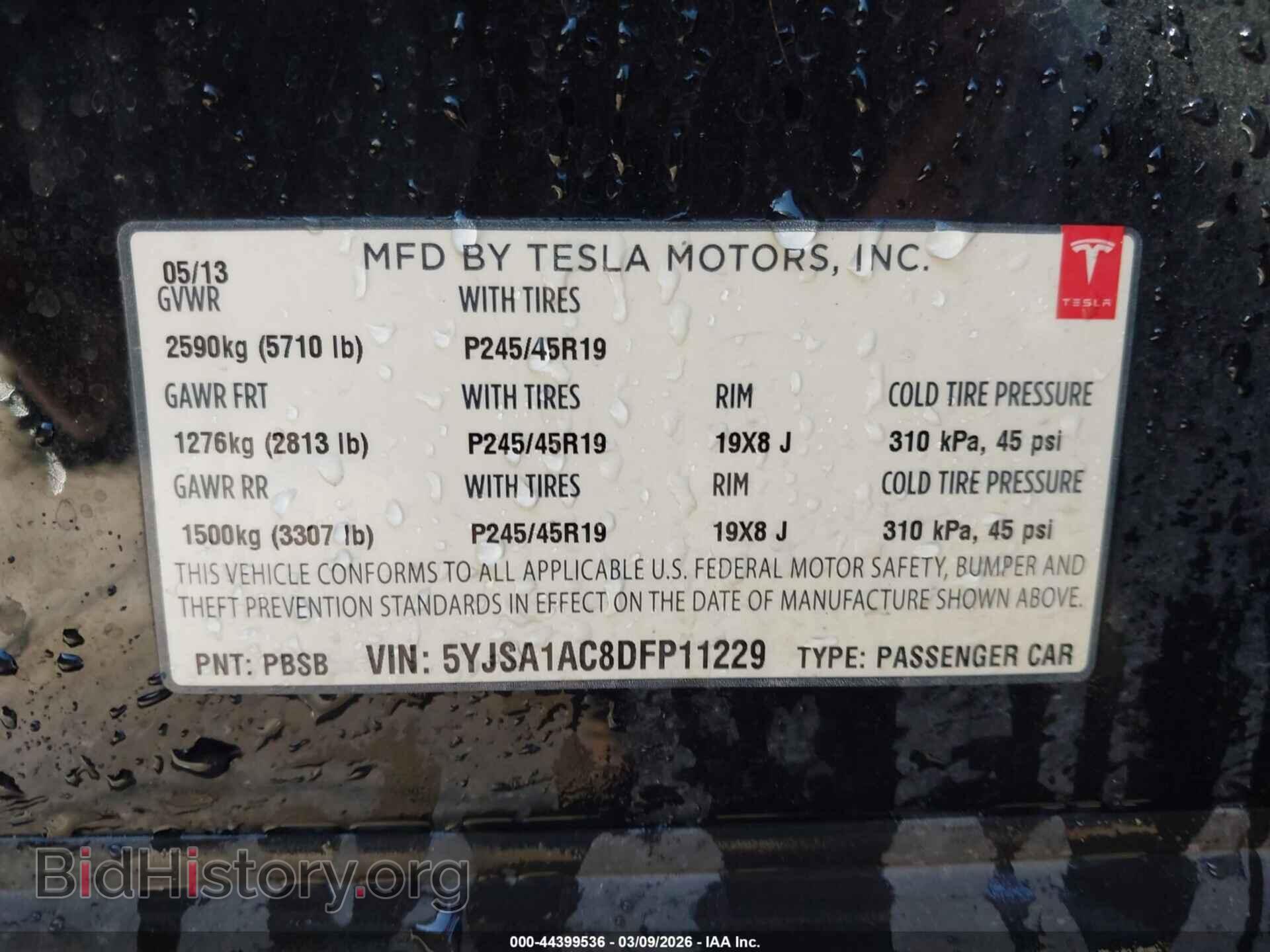 2013 TESLA MODEL S - VIN: 5YJSA1AC8DFP11229 - Photo 9