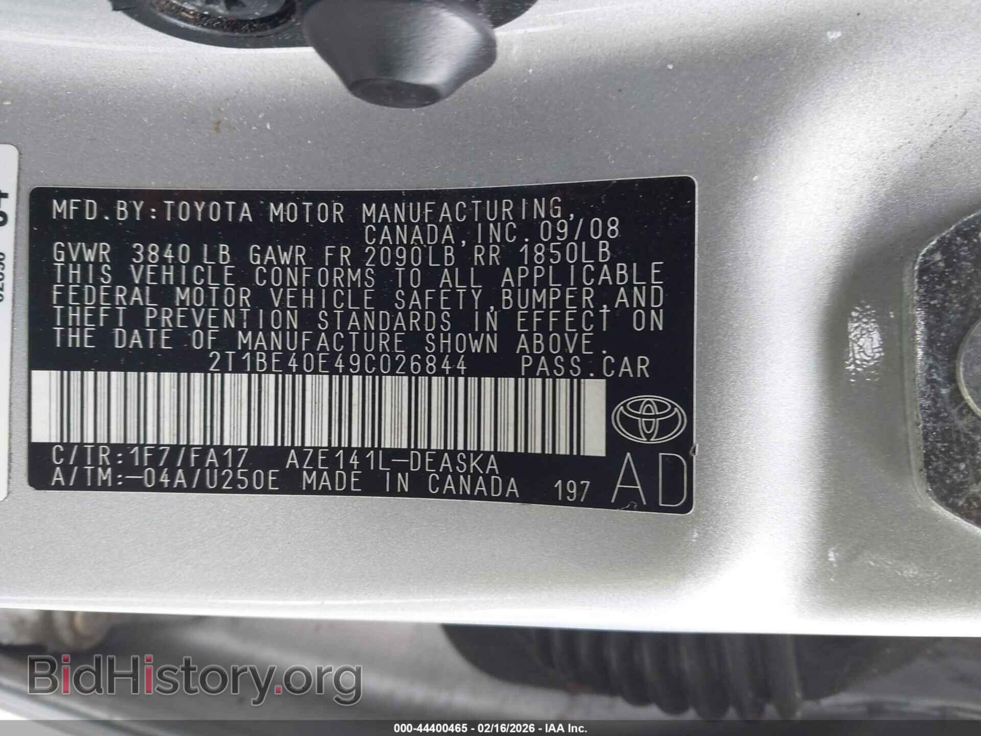 2009 TOYOTA COROLLA - VIN: 2T1BE40E49C026844 - Фото 9