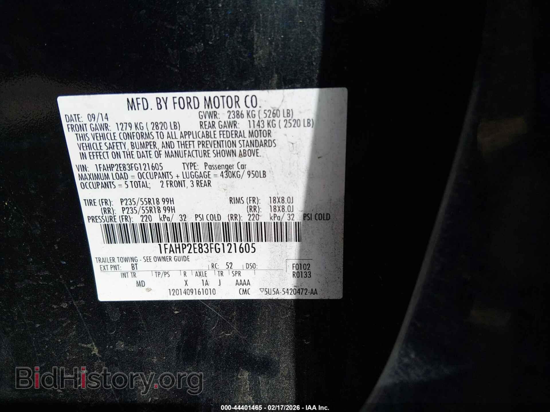 2015 FORD TAURUS - VIN: 1FAHP2E83FG121605 - Фото 9