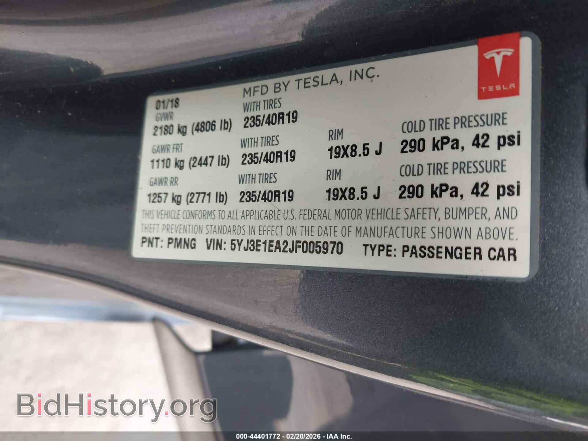 2018 TESLA MODEL 3 - VIN: 5YJ3E1EA2JF005970 - Photo 9