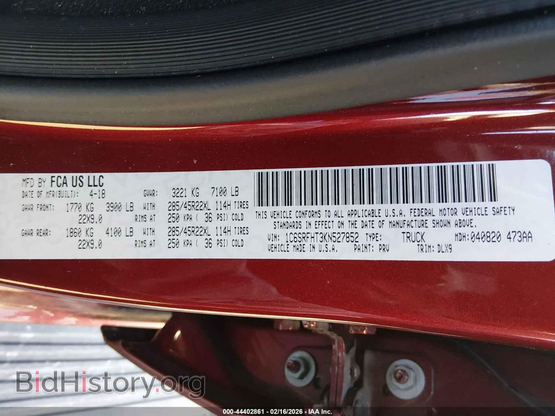 2019 RAM 1500 - VIN: 1C6SRFHT3KN527852 - Фото 9