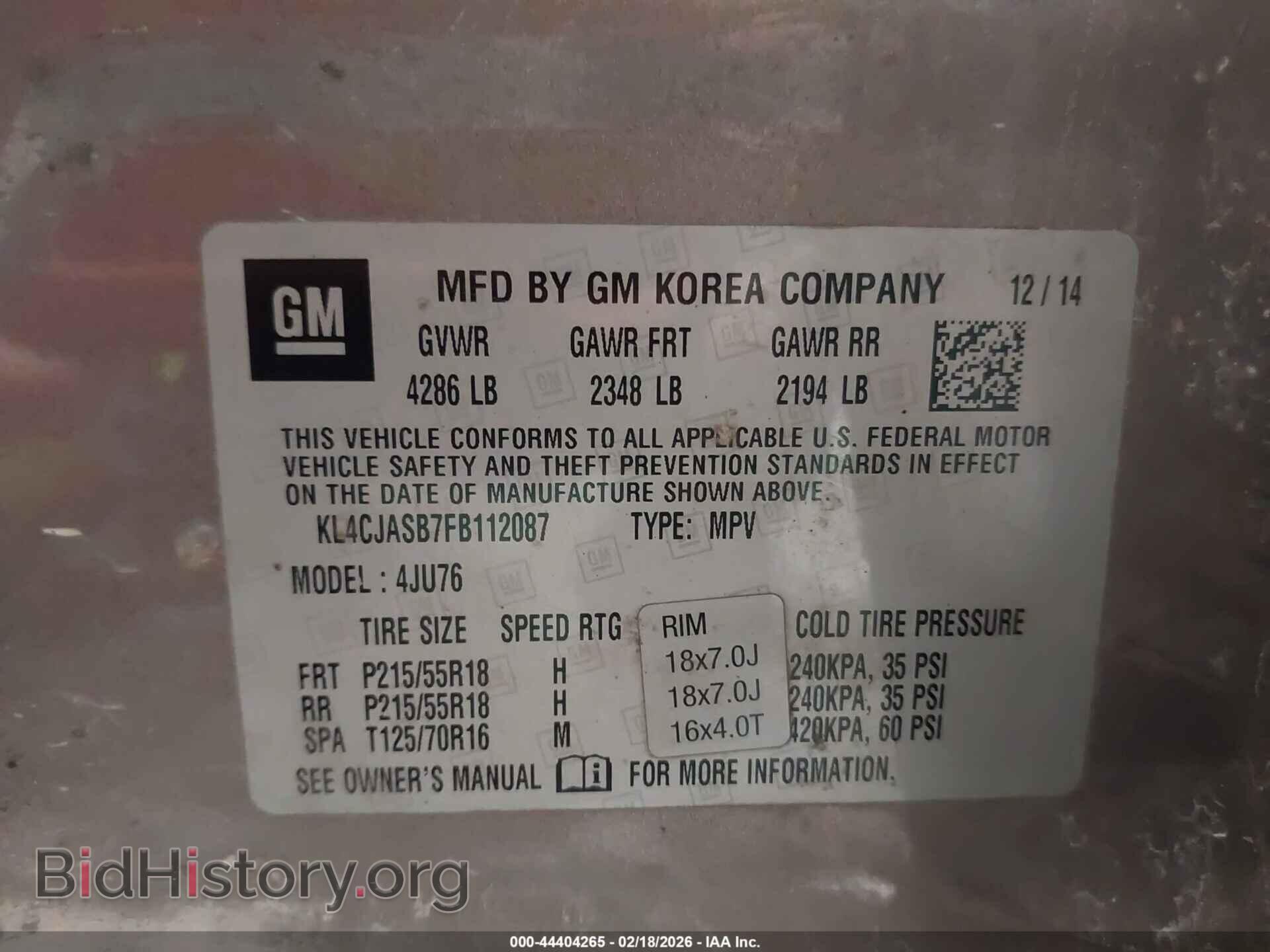 2015 BUICK ENCORE - VIN: KL4CJASB7FB112087 - Фото 9