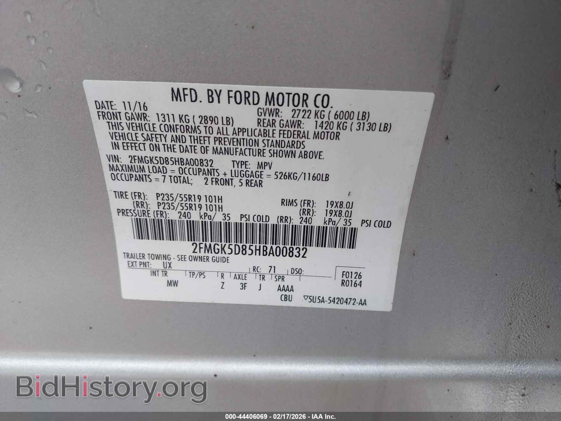 2017 FORD FLEX - VIN: 2FMGK5D85HBA00832 - Photo 9