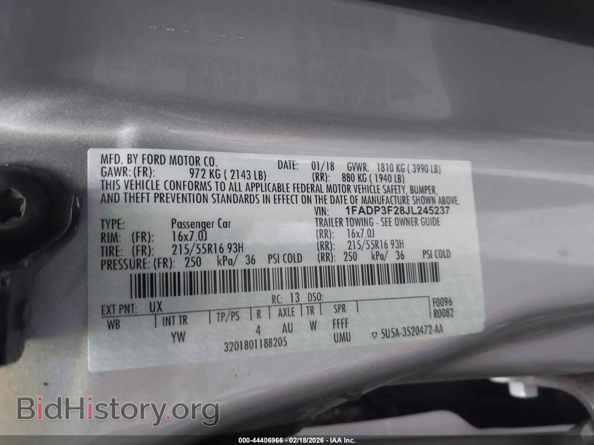 2018 FORD FOCUS - VIN: 1FADP3F28JL245237 - Фото 9