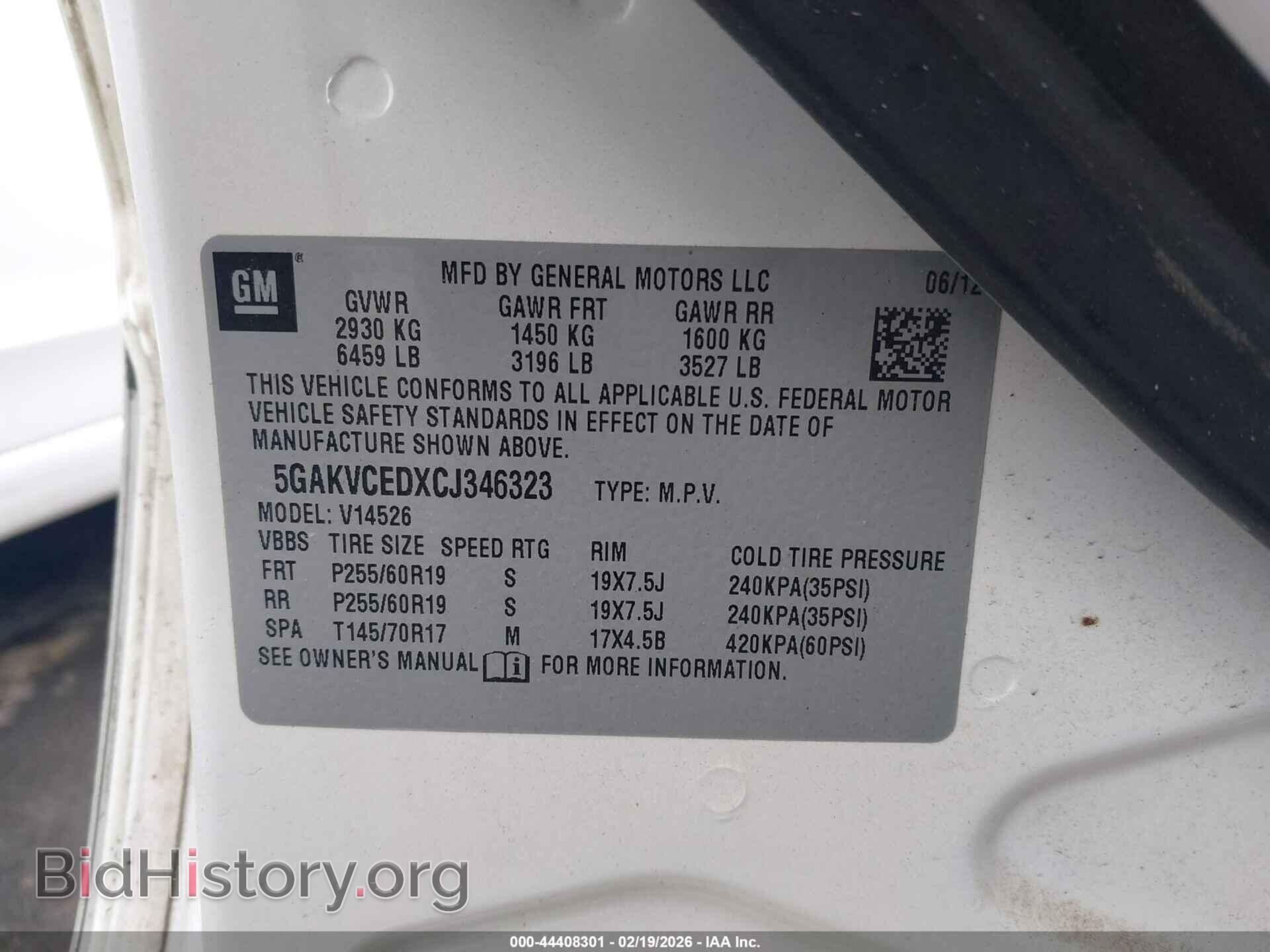 2012 BUICK ENCLAVE - VIN: 5GAKVCEDXCJ346323 - Photo 9