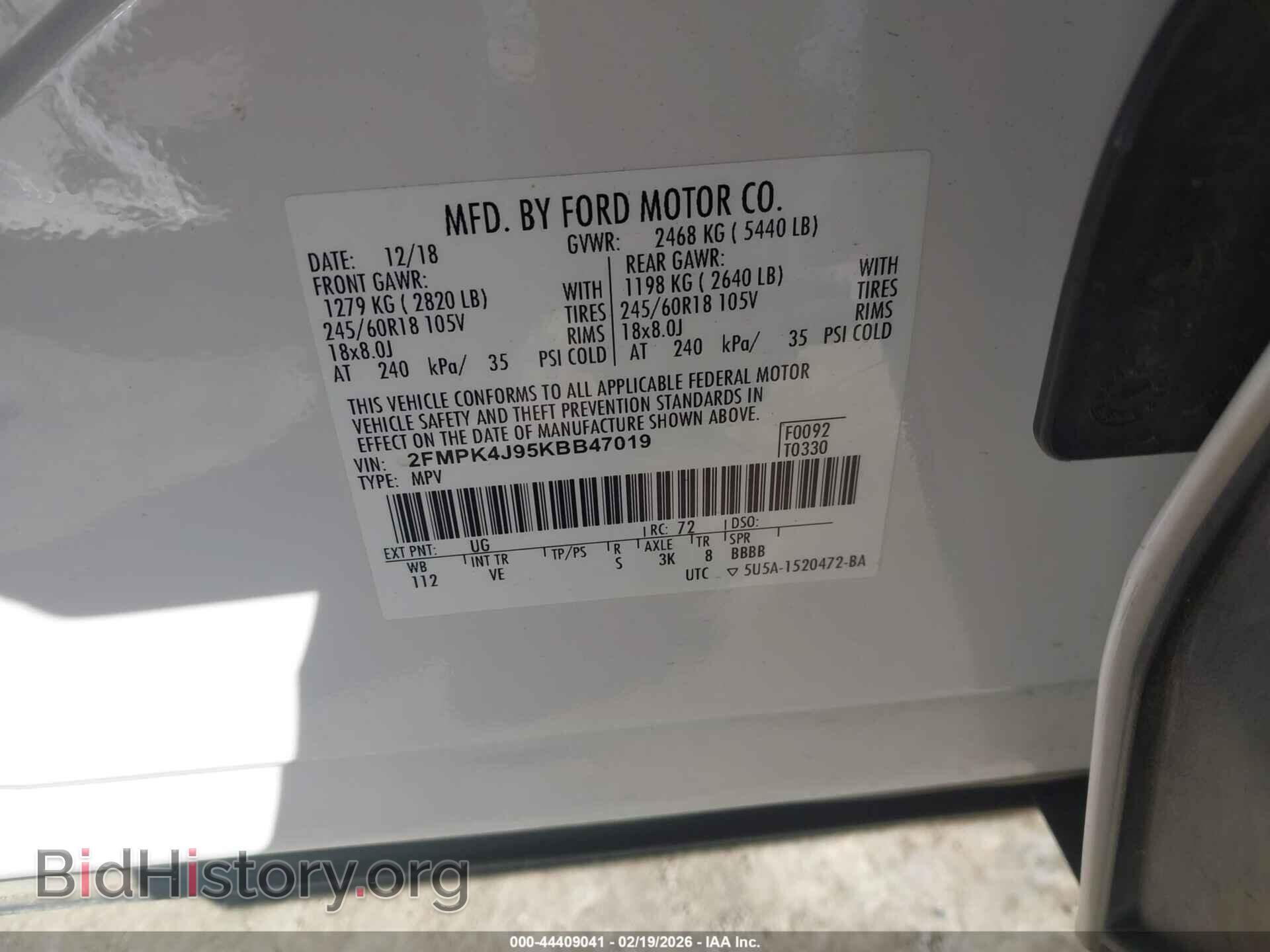 2019 FORD EDGE - VIN: 2FMPK4J95KBB47019 - Фото 9