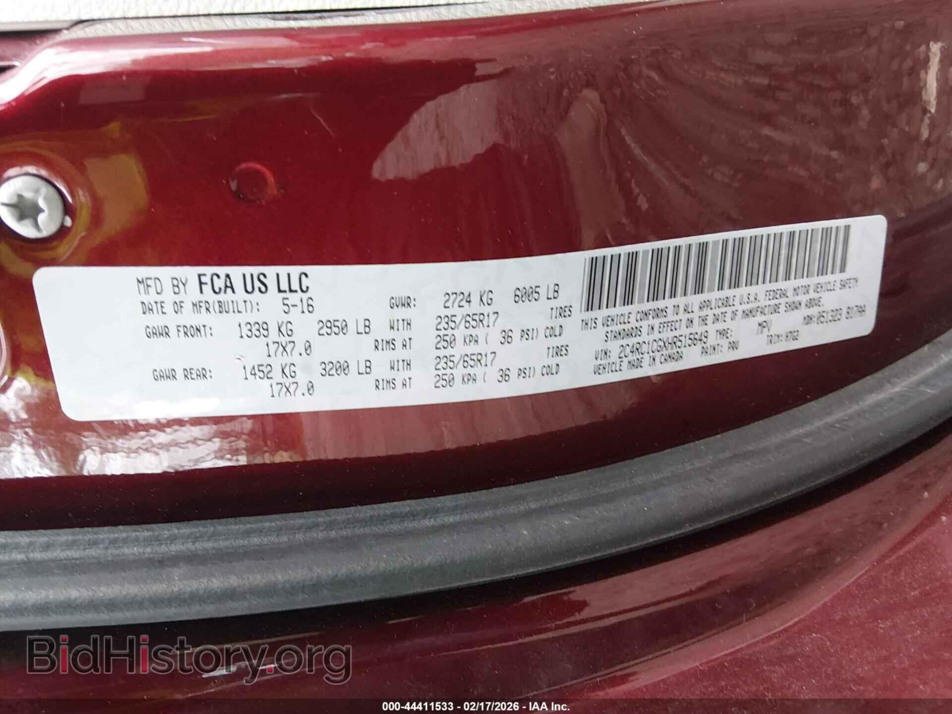 2017 CHRYSLER PACIFICA - VIN: 2C4RC1CGXHR515649 - Фото 9
