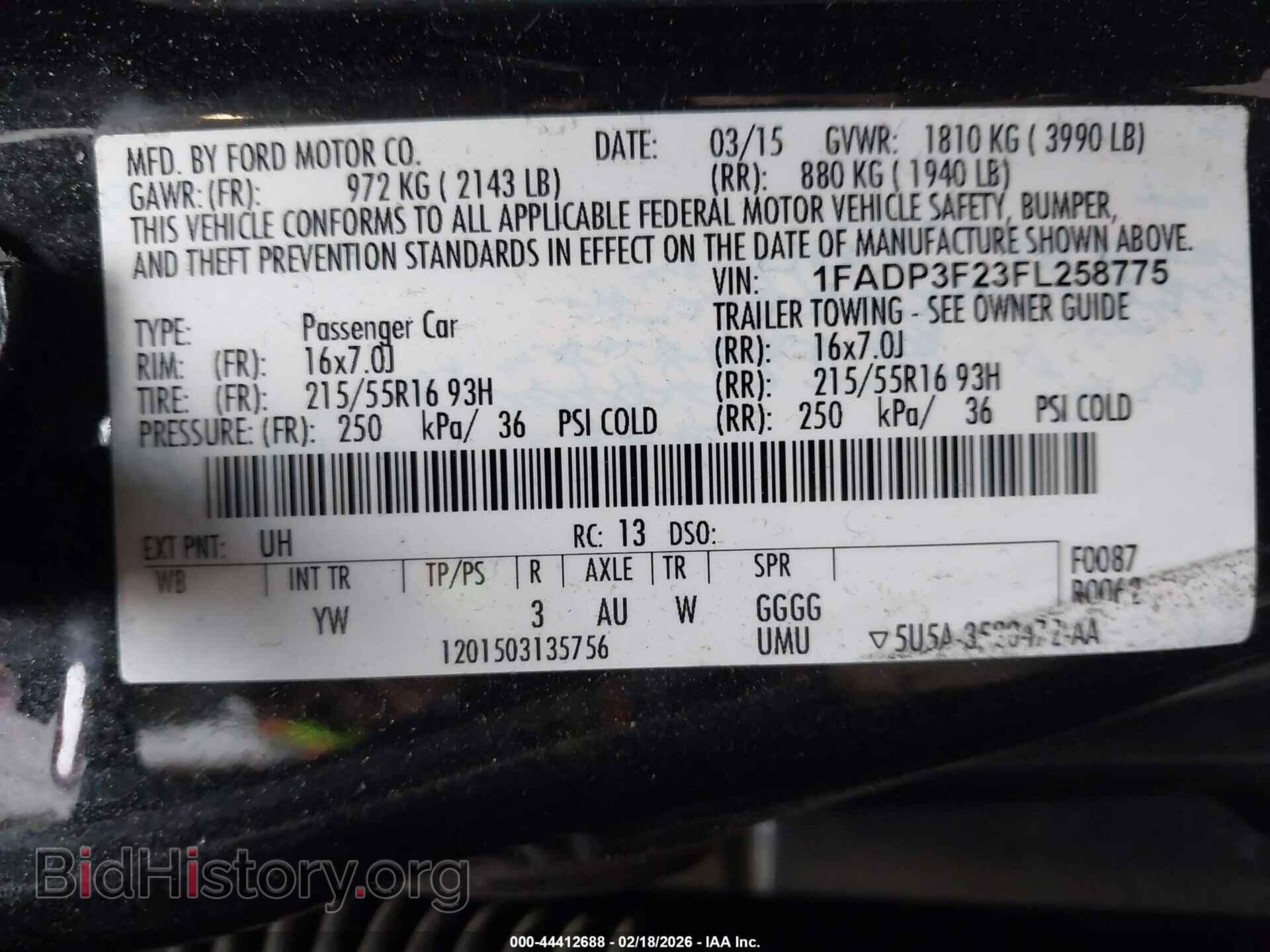2015 FORD FOCUS - VIN: 1FADP3F23FL258775 - Фото 9