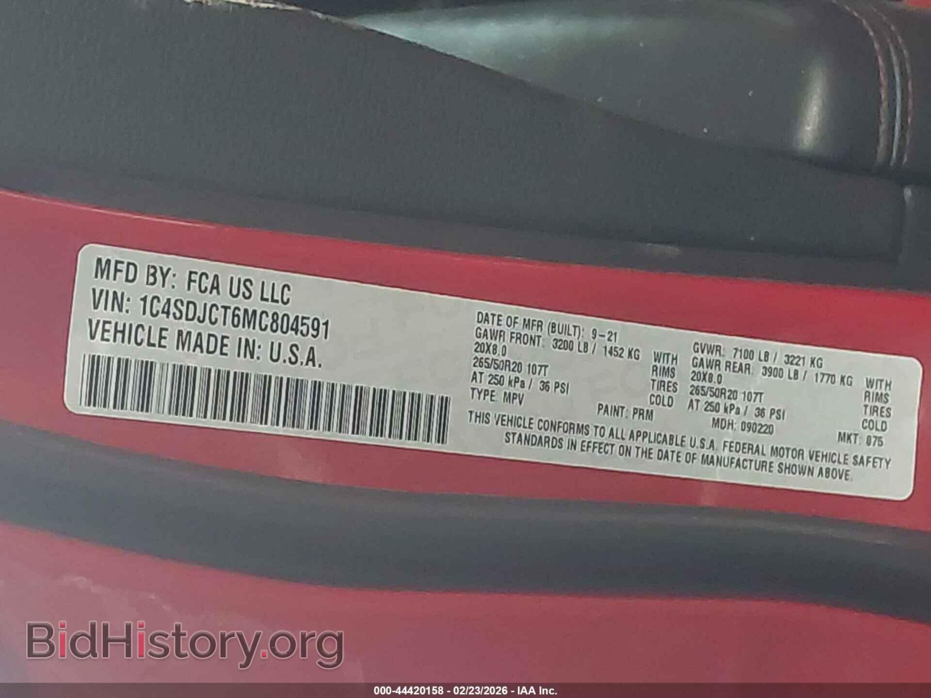 2021 DODGE DURANGO - VIN: 1C4SDJCT6MC804591 - Фото 9