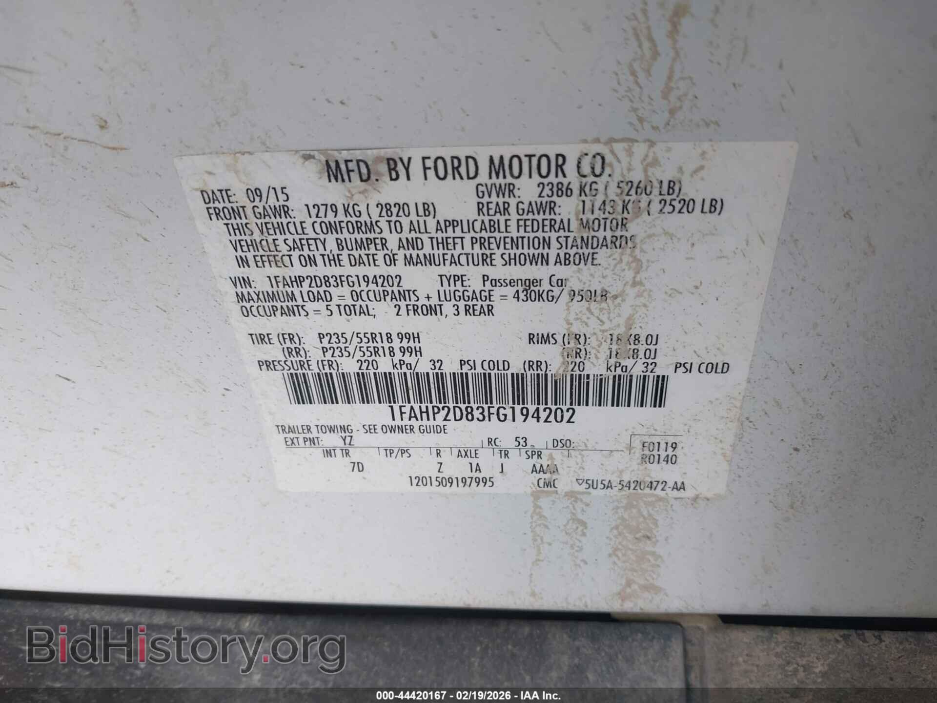 2015 FORD TAURUS - VIN: 1FAHP2D83FG194202 - Фото 9