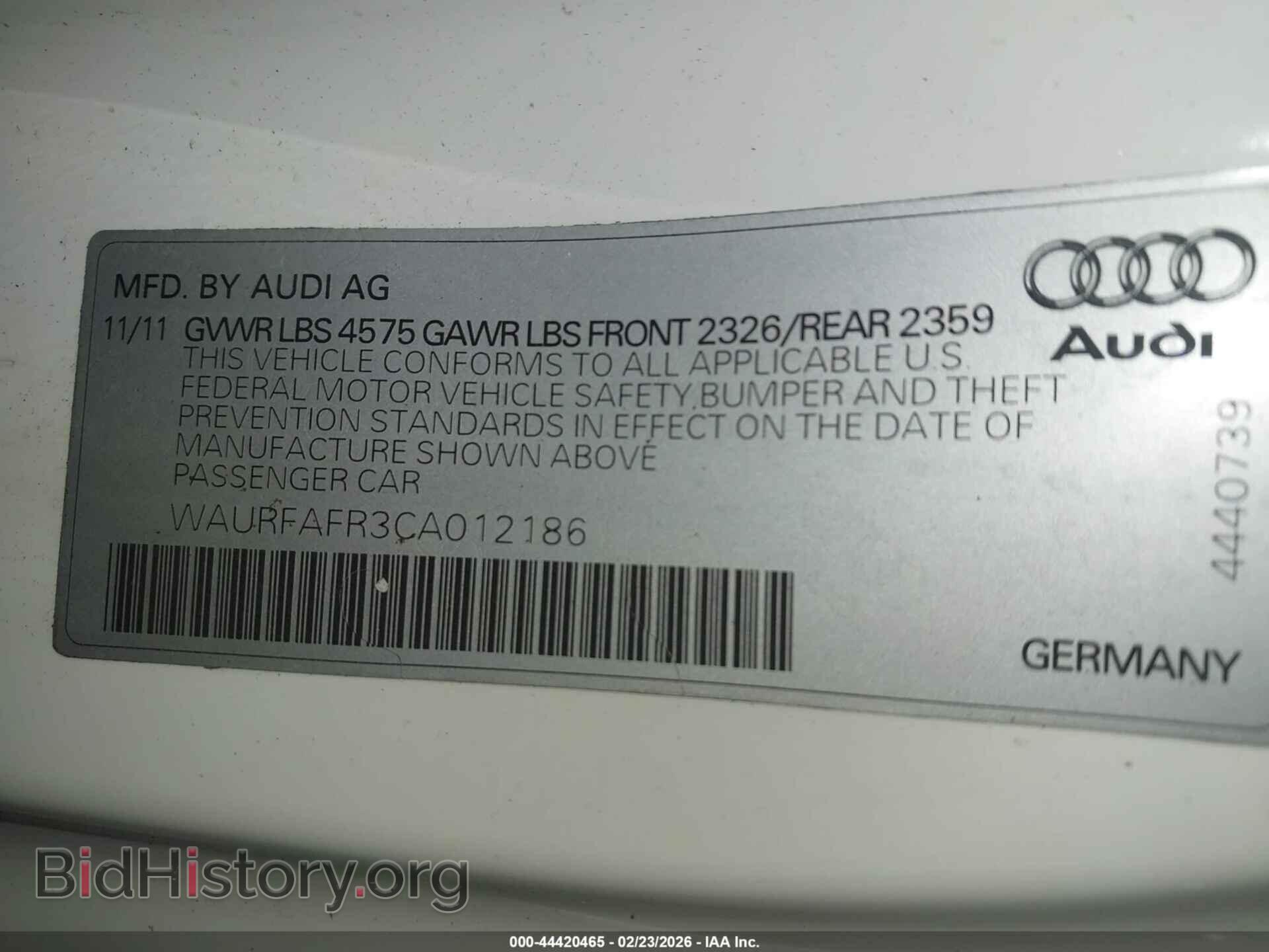 2012 AUDI A5 - VIN: WAURFAFR3CA012186 - Photo 9
