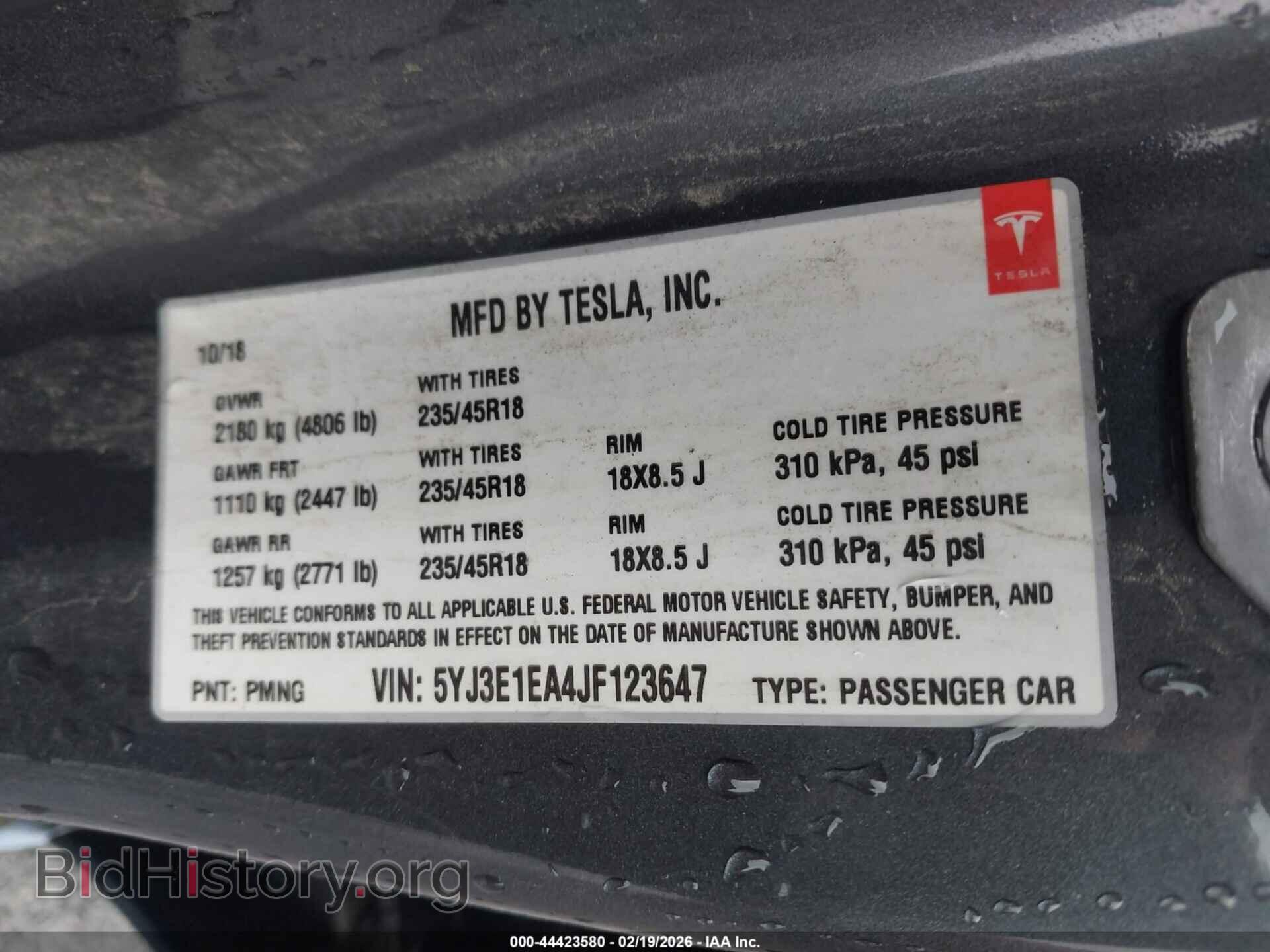 2018 TESLA MODEL 3 - VIN: 5YJ3E1EA4JF123647 - Photo 9