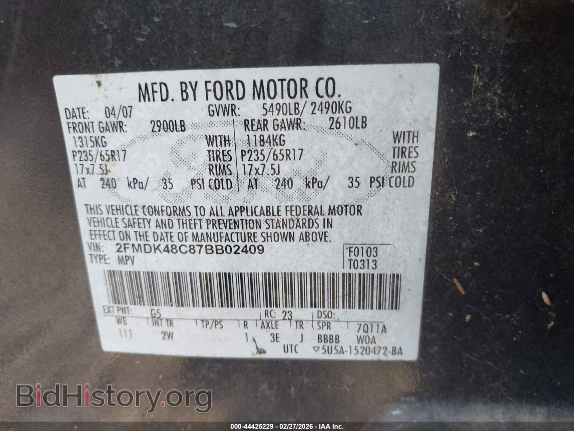 2007 FORD EDGE - VIN: 2FMDK48C87BB02409 - Photo 9